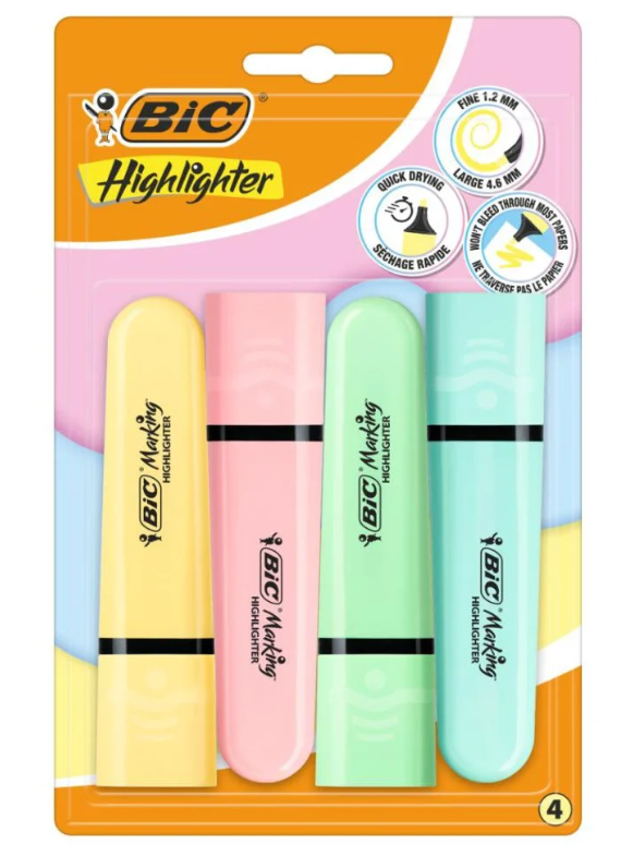 Set 4 evidentiatoare cu varf modular - Pastel Bic | Bic - 3 | YEO