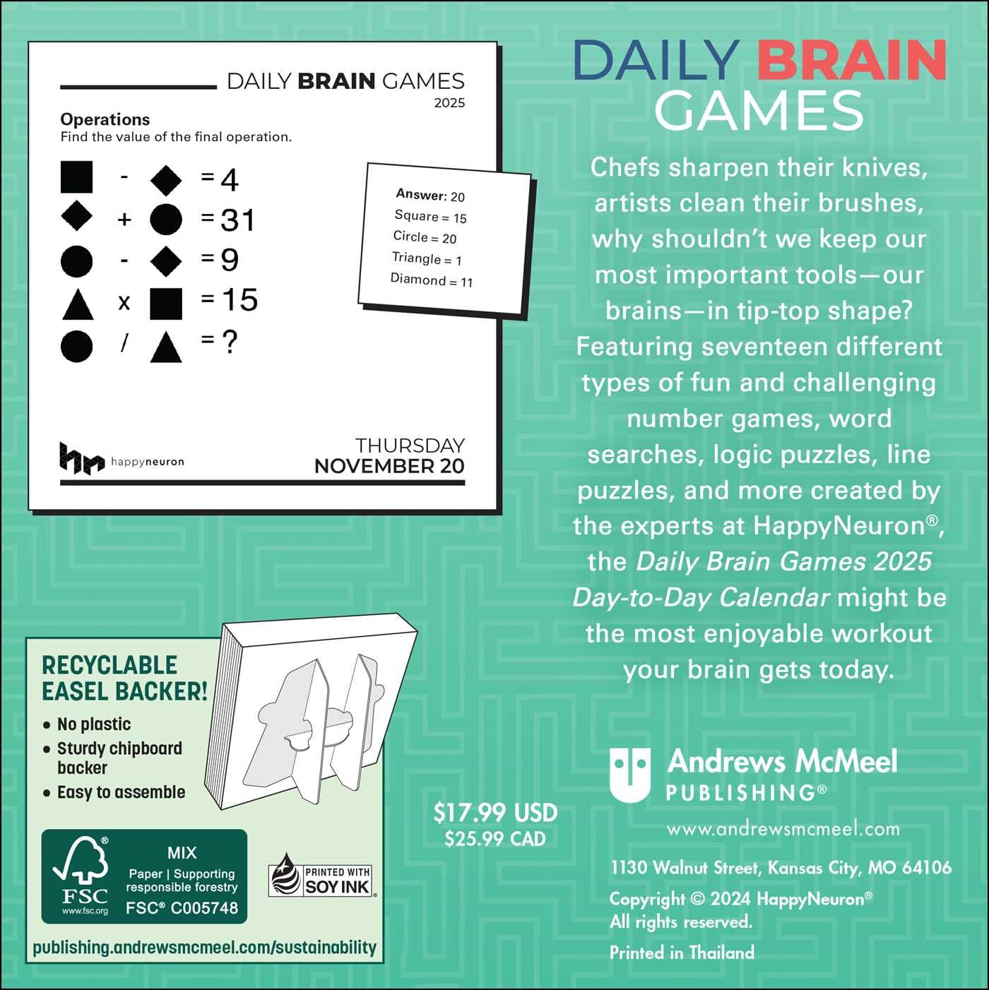 Calendar de birou 2025 - Daily Brain Games | Andrews McMeel Publishing