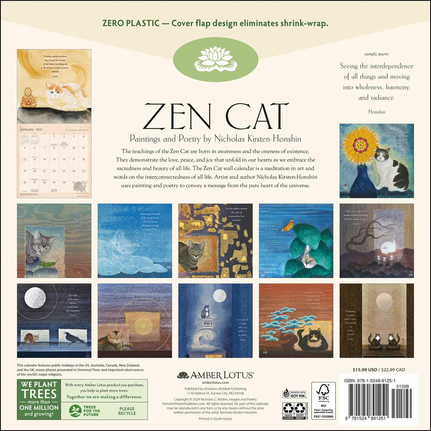 Calendar 2025 - Zen Cat | Amber Lotus Publishing