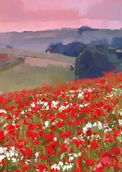 Felicitare - Blank Poppy Fields At Sunset | Ling Design