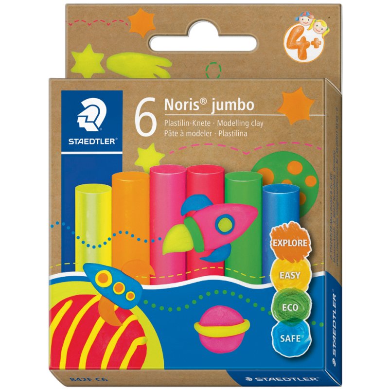 Set 6 culori plastilina - Jumbo Noris - Neon | Staedtler