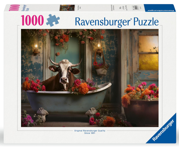 Puzzle 1000 piese - The cow in the bathtub | Ravensburger - 1 | YEO