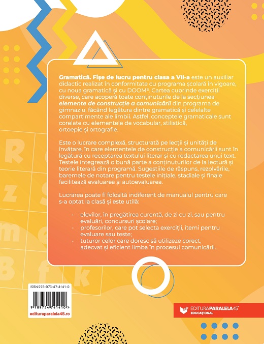 Gramatica limbii romane. Fise de lucru pentru clasa a VII-a | Luminita Ardelean, Ioana Enescu, Mariana Gurtavenco, Liviu Ioani, Adina Elena Sasu, Eliza-Maria Trofin