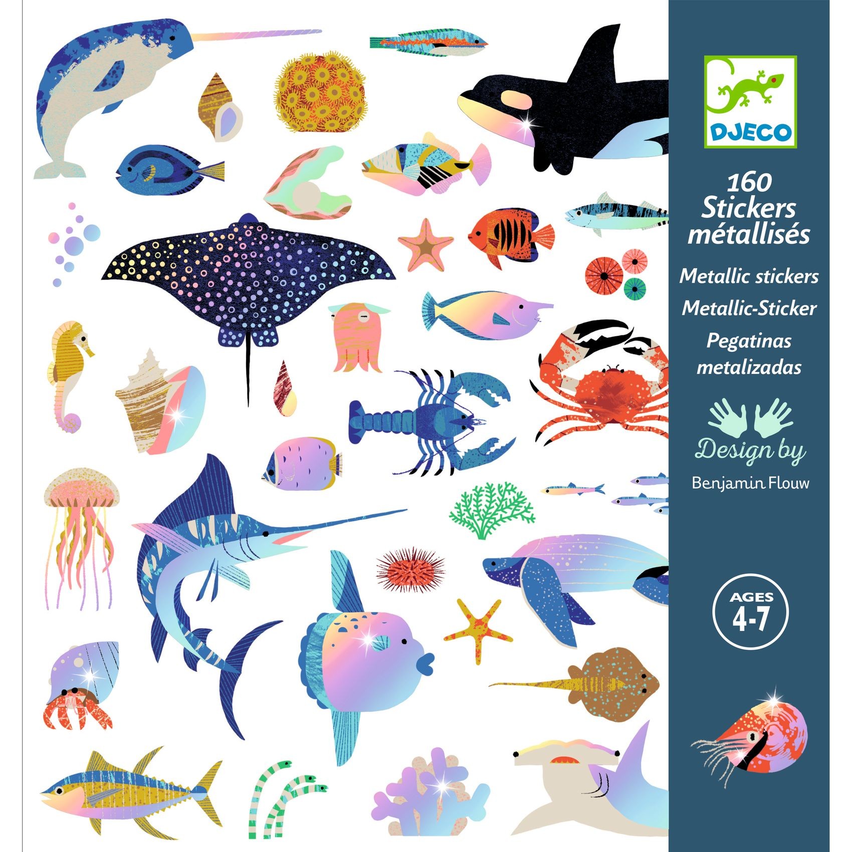 Set 160 stickers - Ocean - Metalizate | Djeco