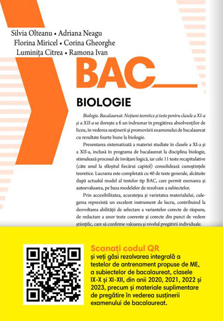 Bacalaureat 2024. Biologie | Silvia Olteanu, Adriana Neagu, Florina Miricel, Corina Gheorghe, Luminita Citrea, Ramona Ivan