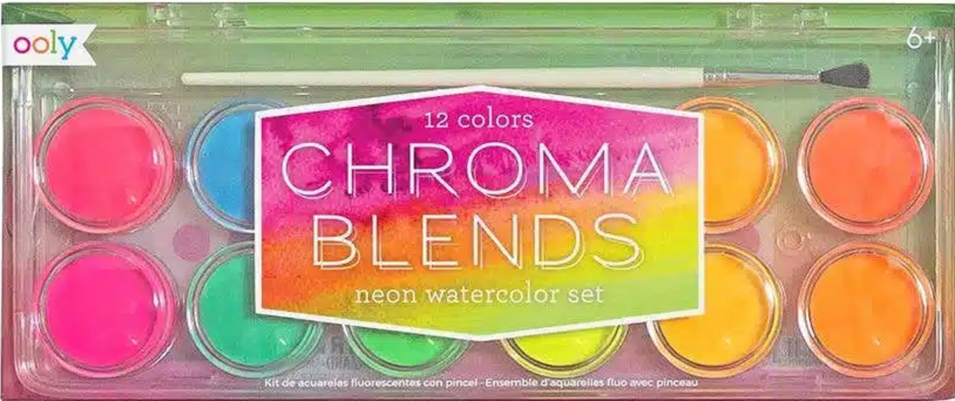 Set 12 acuarele neon si pensula - Chroma Blends Neon | Ooly