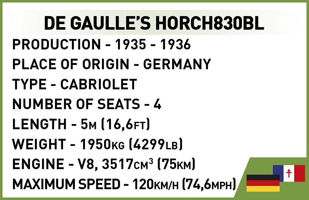 Set de constructie - De Gaulle\'s Horch830BL | Cobi - 4 | YEO