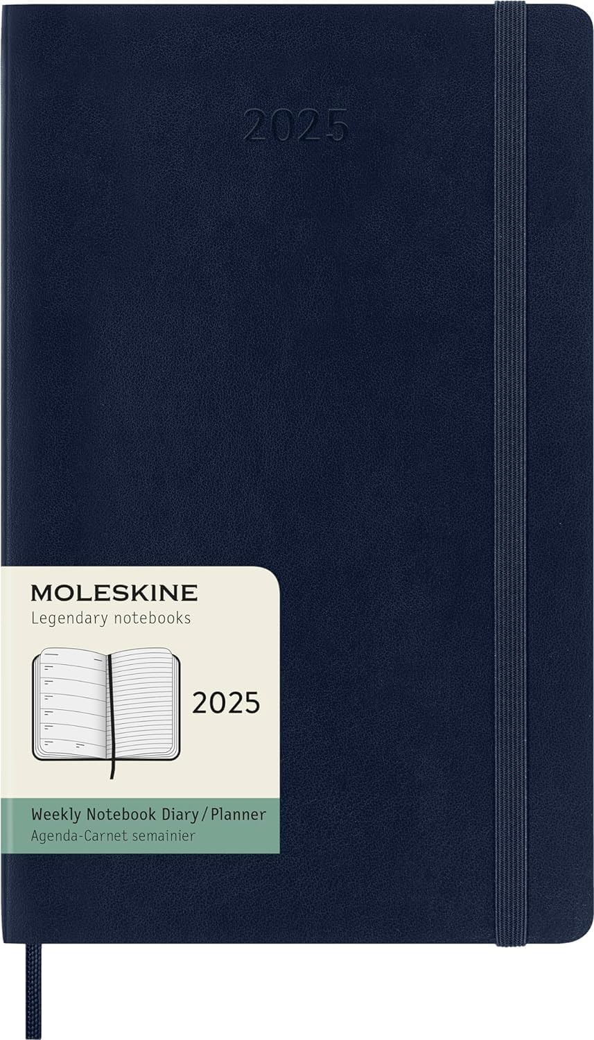 Agenda 2025 - 12 Months Weekly Planner - Soft Cover, Large - Safire Blue | Moleskine - 6 | YEO