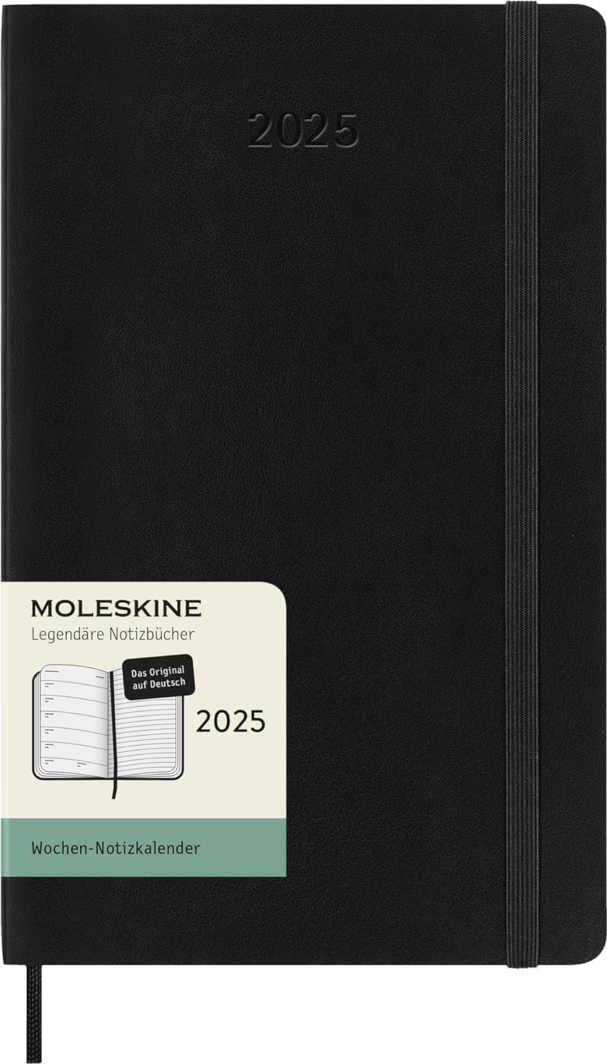 Agenda 2025 - 12 Months Weekly Planner - Soft Cover, Large - Black (German Language) | Moleskine - 7 | YEO