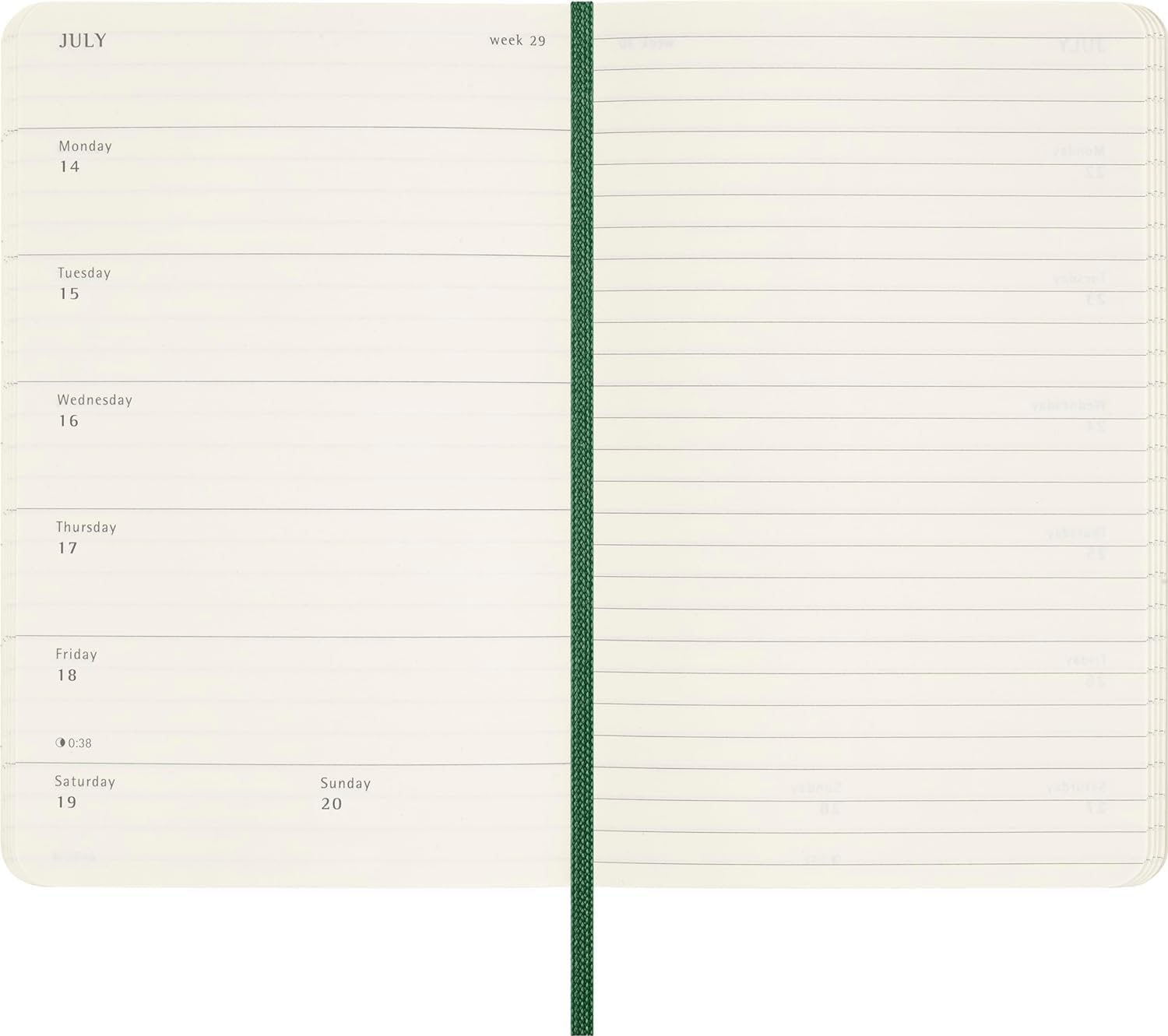 Agenda 2025 - 12 Months Weekly Planner - Soft Cover, Pocket - Myrtle Green | Moleskine - 3 | YEO