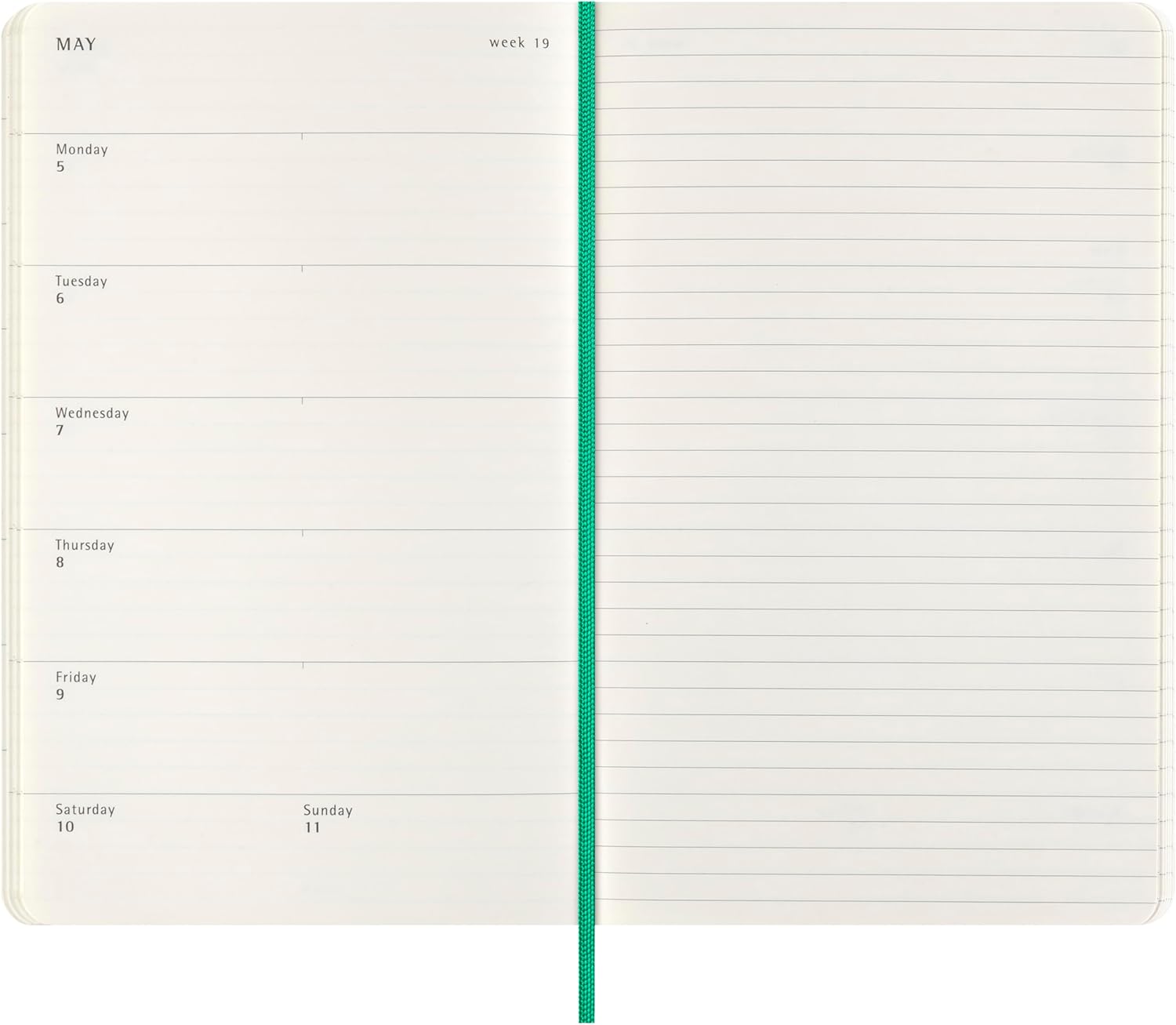 Agenda 2025 - Moleskine Precious and Ethical 12 Month - Weekly Planner - Soft Cover - Large, Green | Moleskine - 1 | YEO