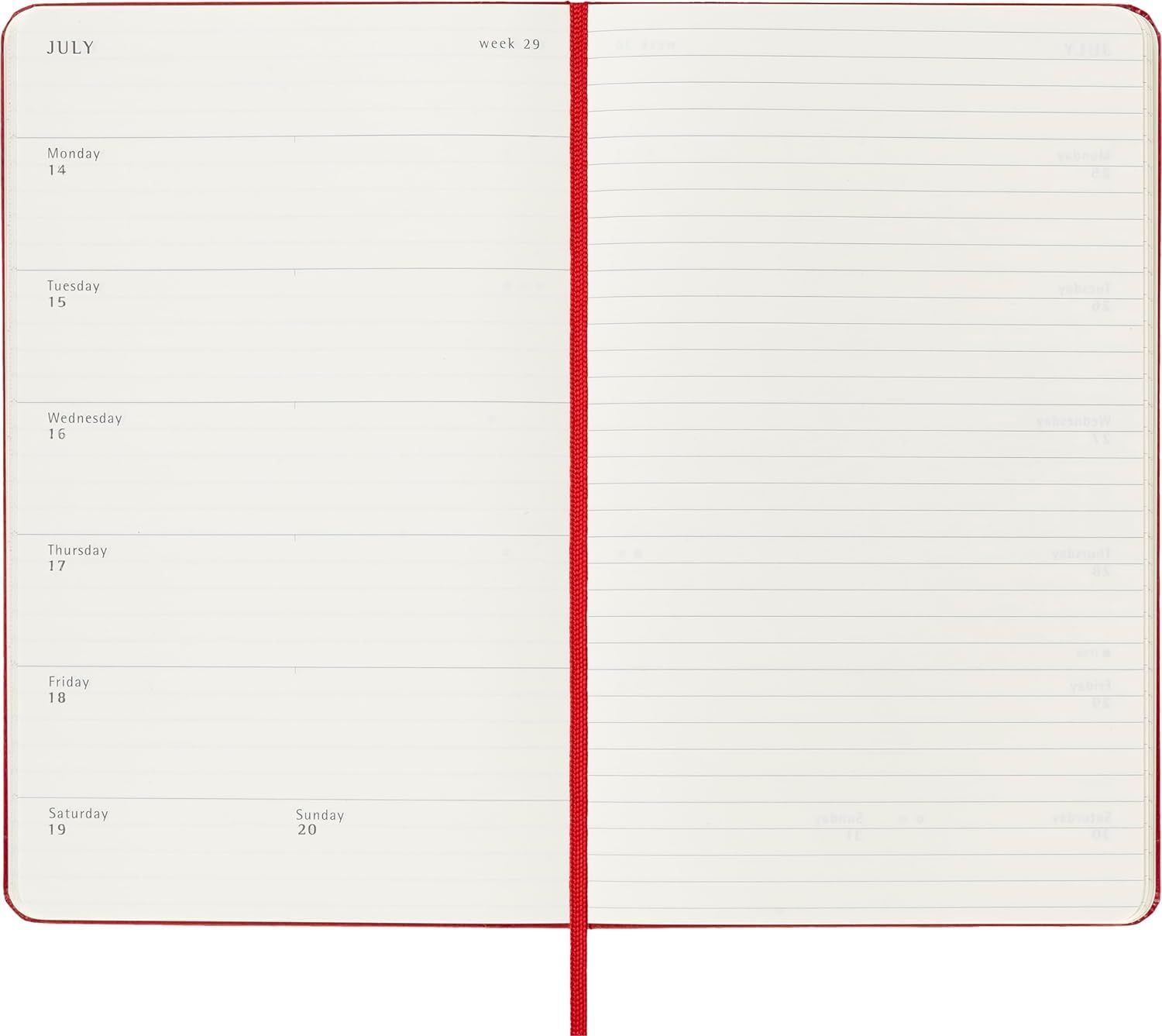 Agenda 2025 - Moleskine Classic 12 Month - Weekly Notebook Planner - Hard Cover - Large, Red | Moleskine - 3 | YEO