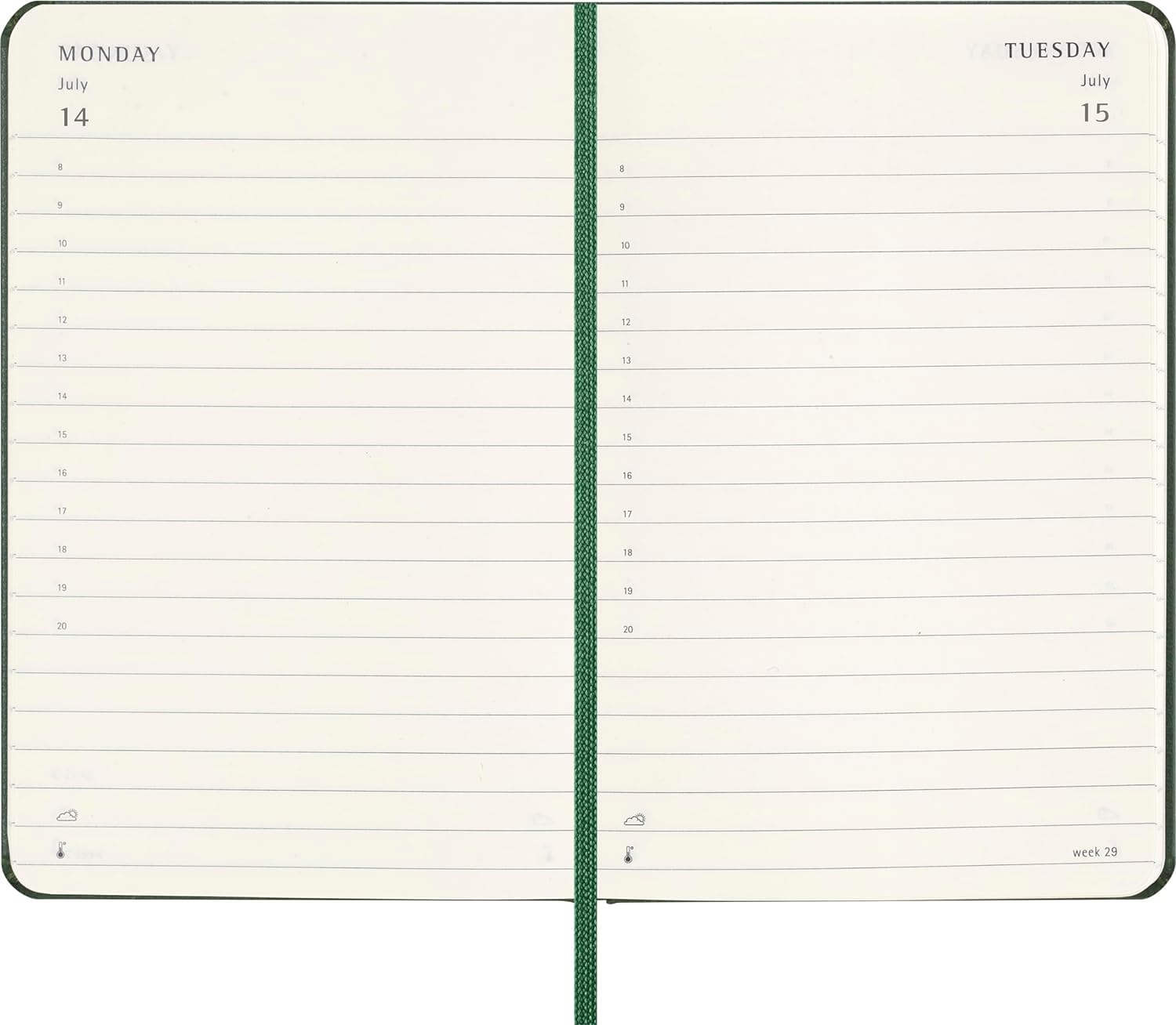 Agenda 2025 - Moleskine Classic 12 Month - Daily Planner - Hard Cover - Pocket, Green | Moleskine - 3 | YEO