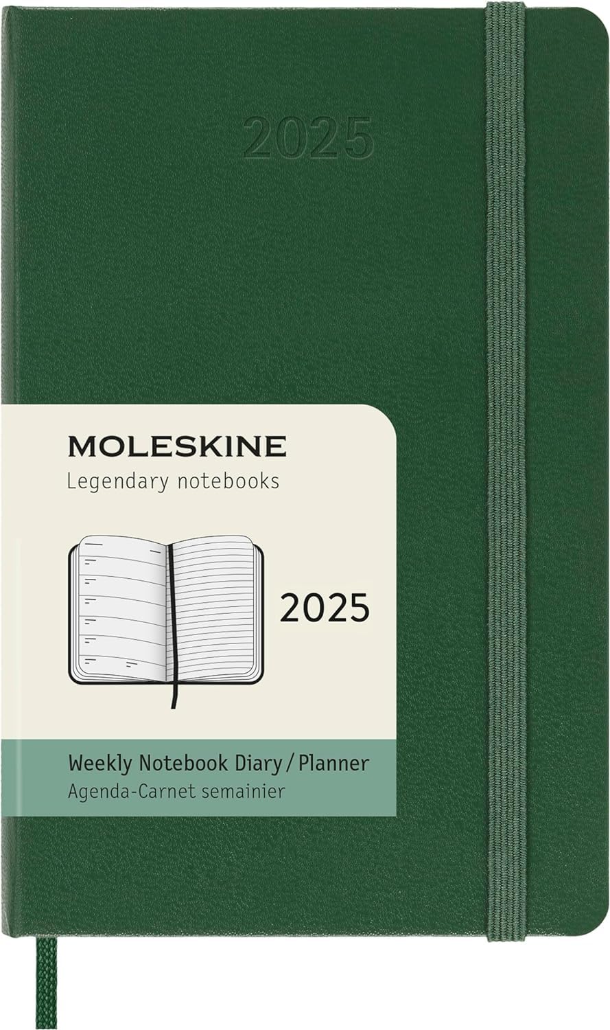 Agenda 2025 - Moleskine Classic 12 Month - Weekly Notebook Planner - Hard Cover - Pocket, Green | Moleskine - 7 | YEO