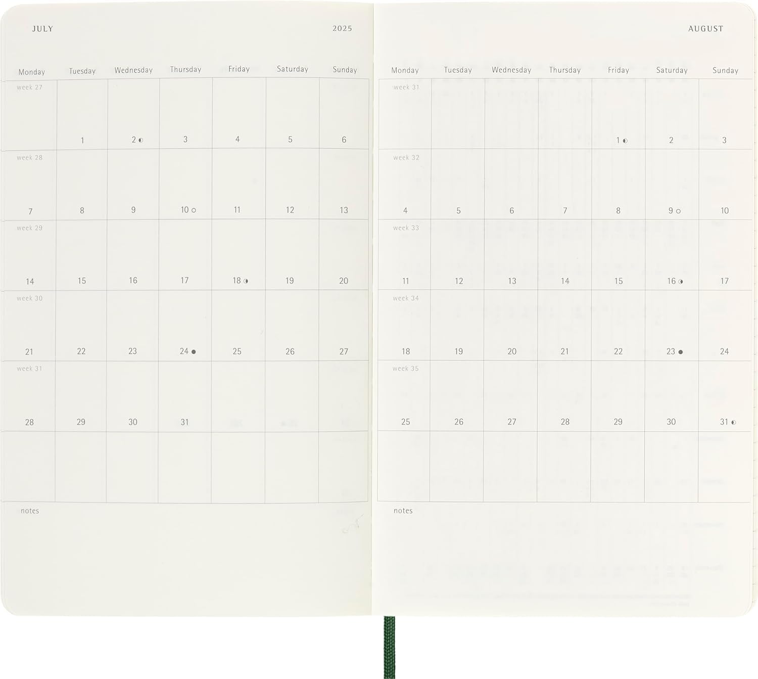 Agenda 2025 - Moleskine Classic 12 Month - Daily Planner - Soft Cover - Large, Green | Moleskine - 3 | YEO