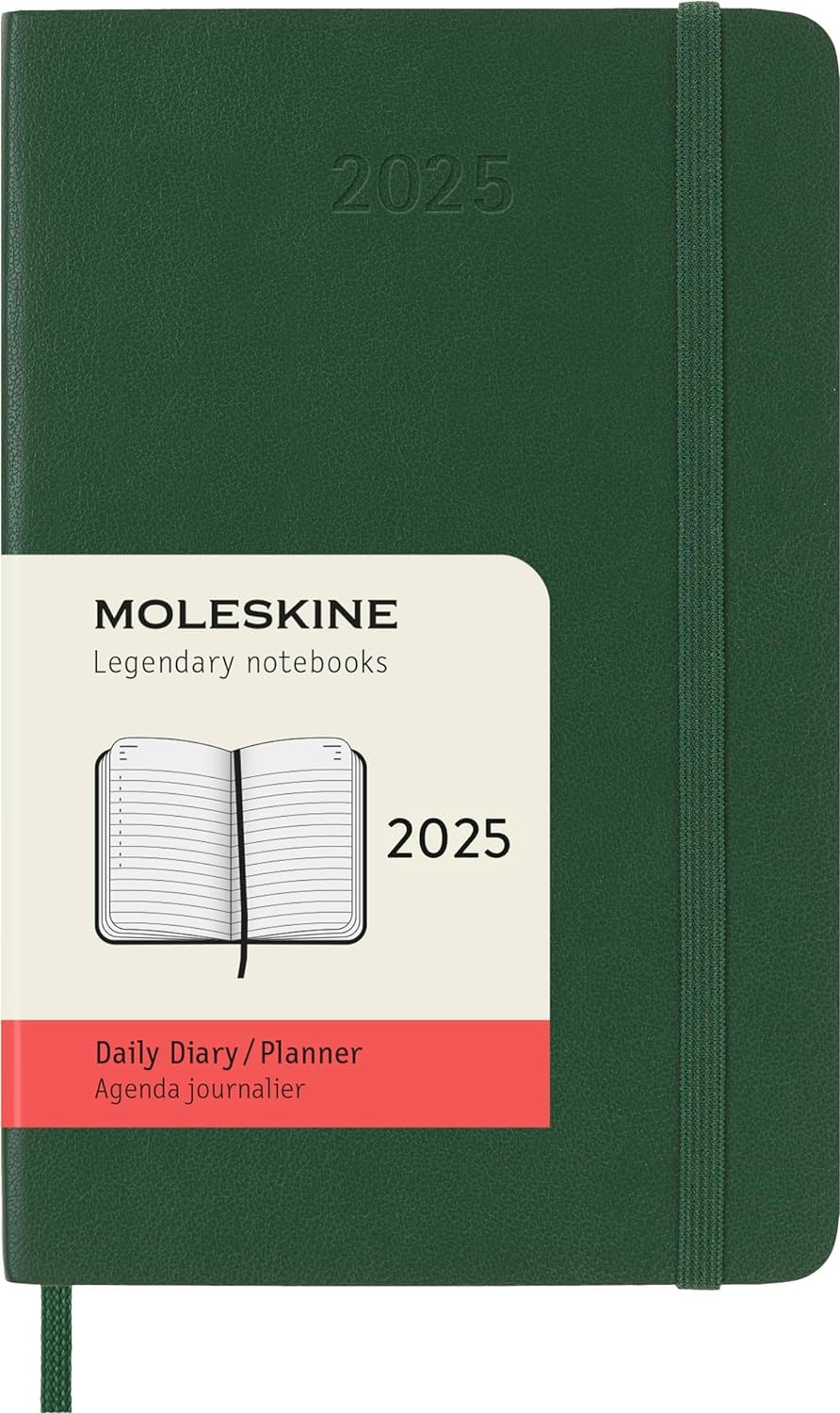 Agenda 2025 - Moleskine Classic 12 Month - Daily Planner - Soft Cover - Pocket, Green | Moleskine - 6 | YEO