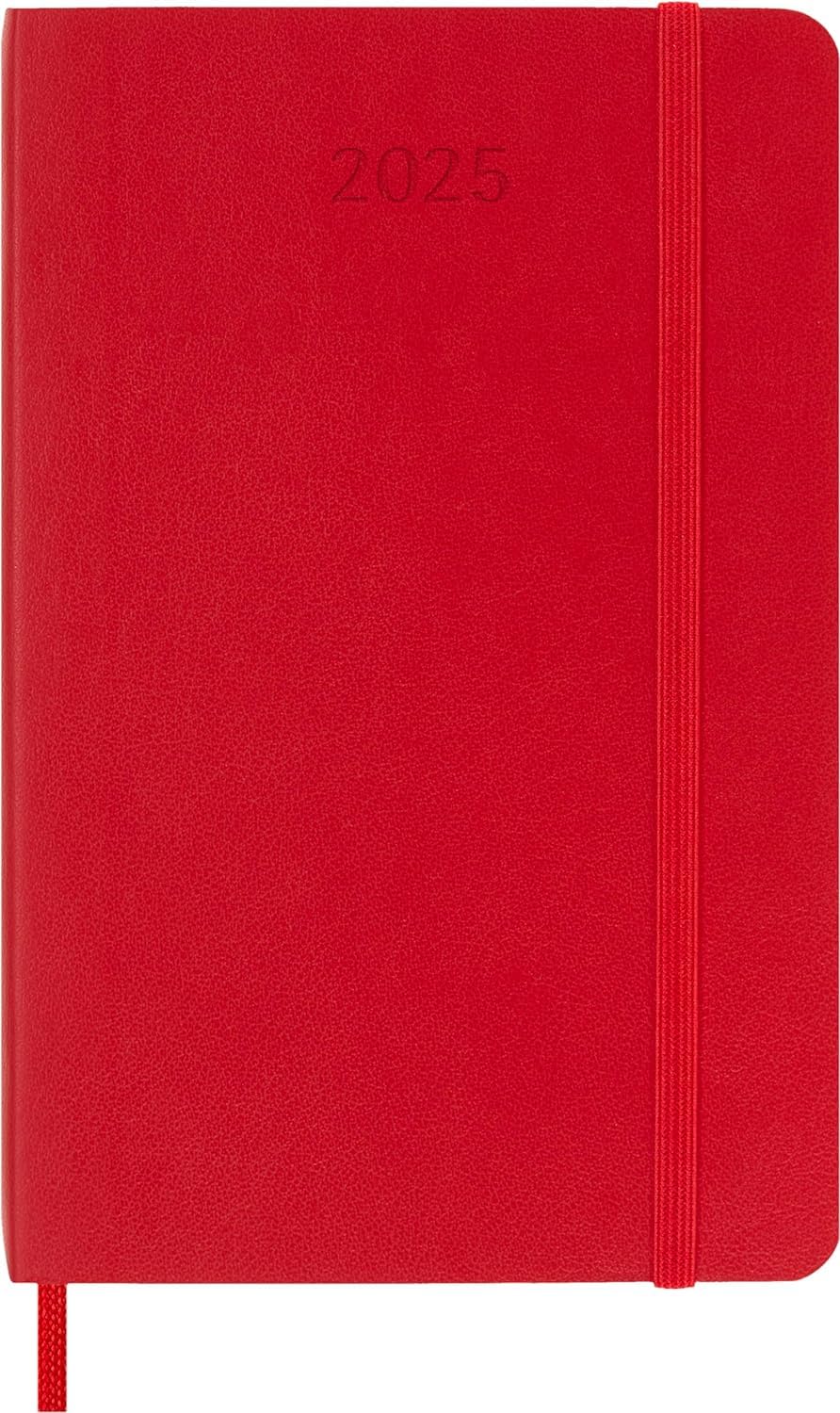 Agenada 2025 - Moleskine Classic 12 Month - Weekly Planner Notebook - Soft Cover, Pocket, Red | Moleskine