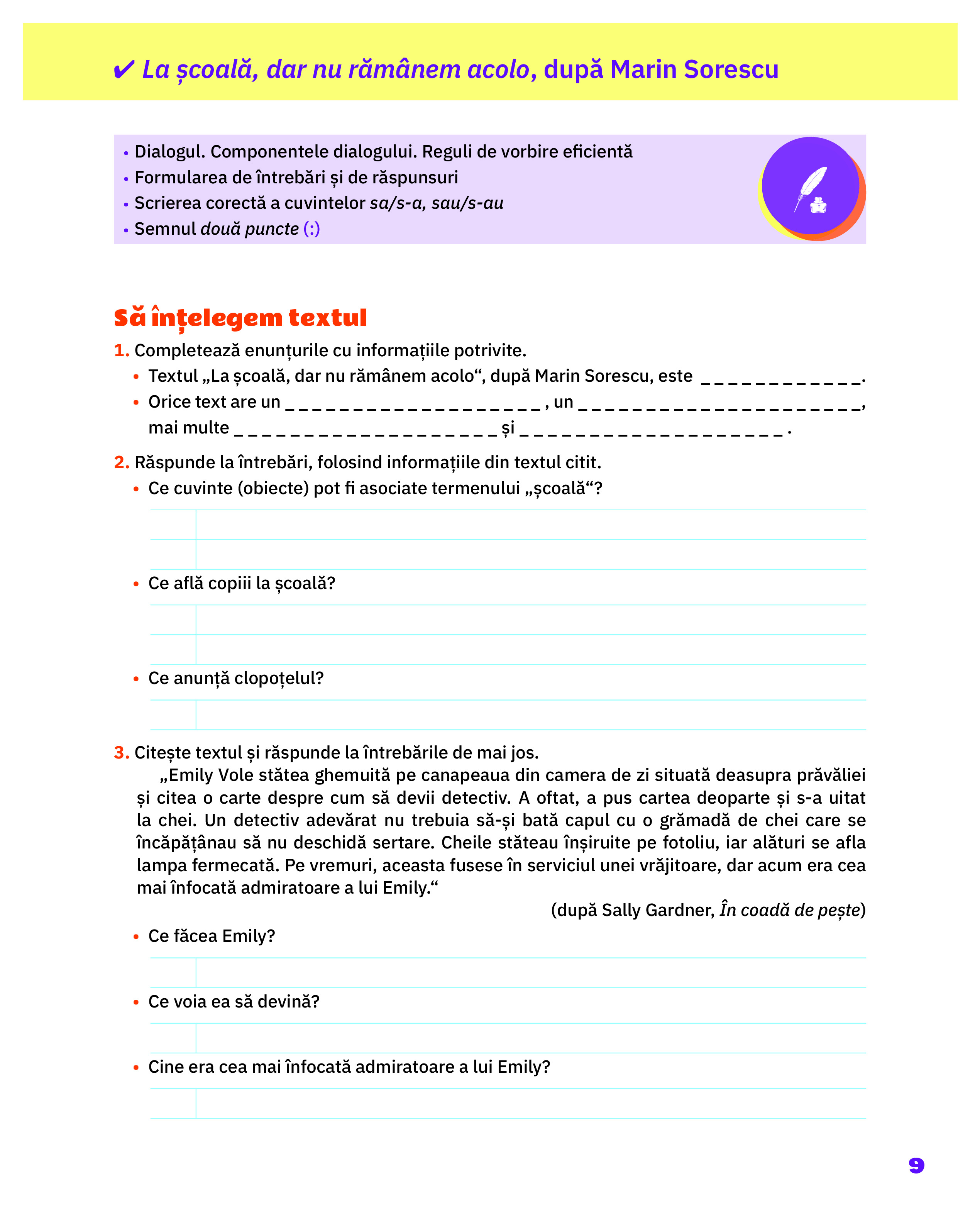 Limba si literatura romana - Caietul elevului clasa a III-a | Cleopatra Mihailescu, Tudora Pitila - 7 | YEO