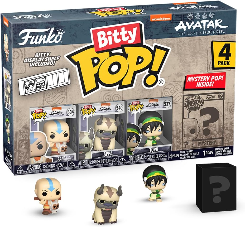 Set 4 figurine - Bitty Pop! Avatar: The Last Airbender: Aang (with Momo), Appa, Toph + Mystery | Funko - 1 | YEO