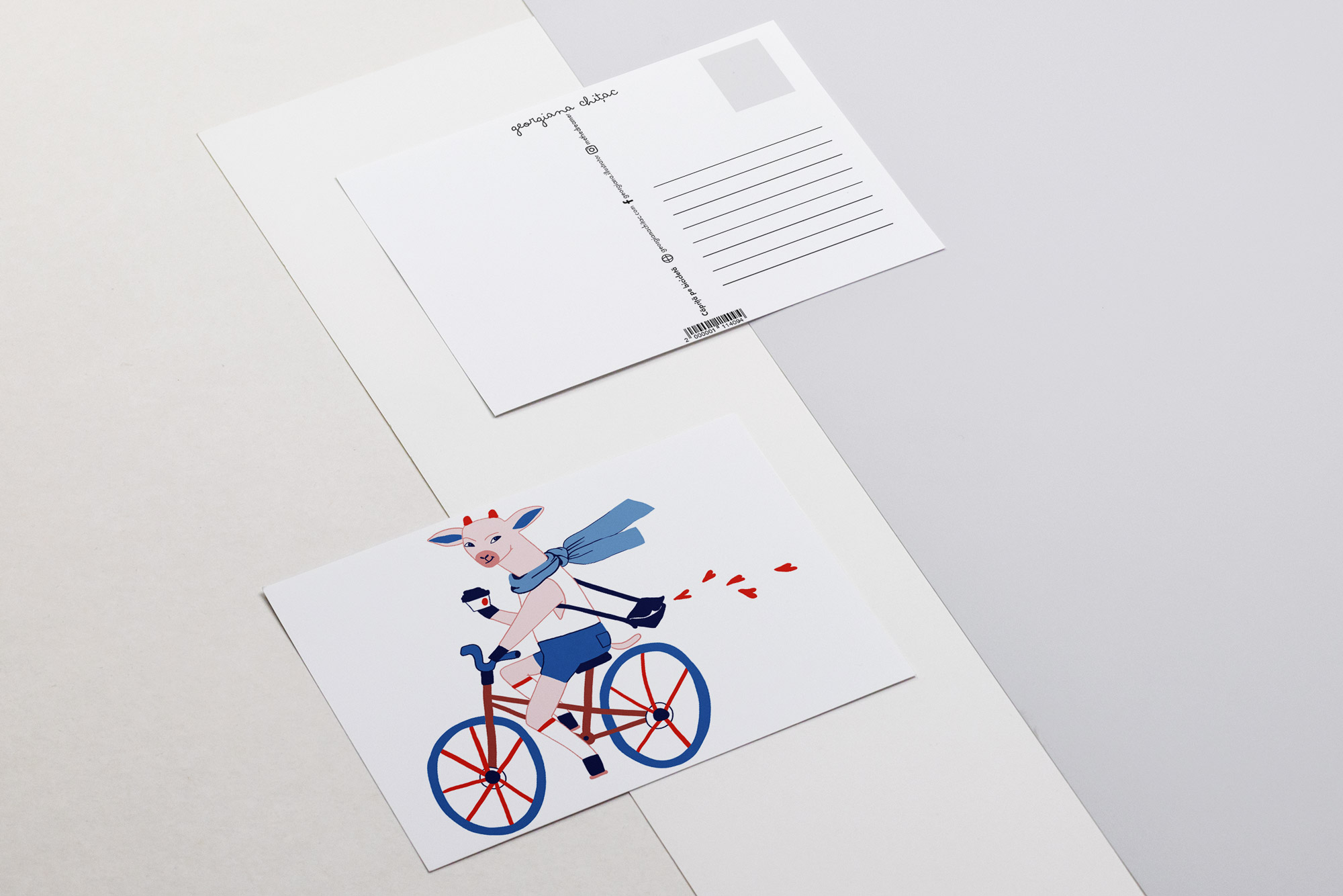 Carte postala - Caprita pe bicicleta | Animini