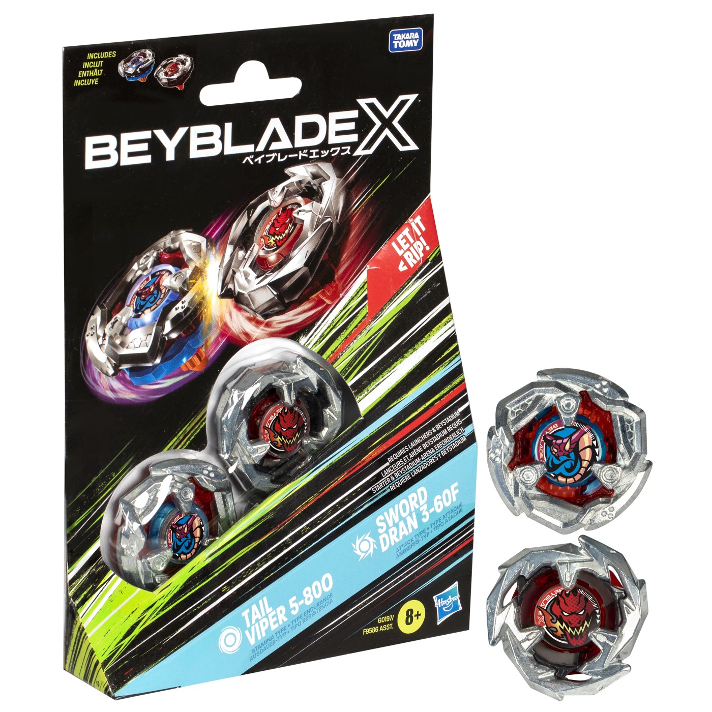 Set de joaca - Beyblade X - Tail Viper 5-800 & Sword Dran 3-60F | Hasbro - 1 | YEO