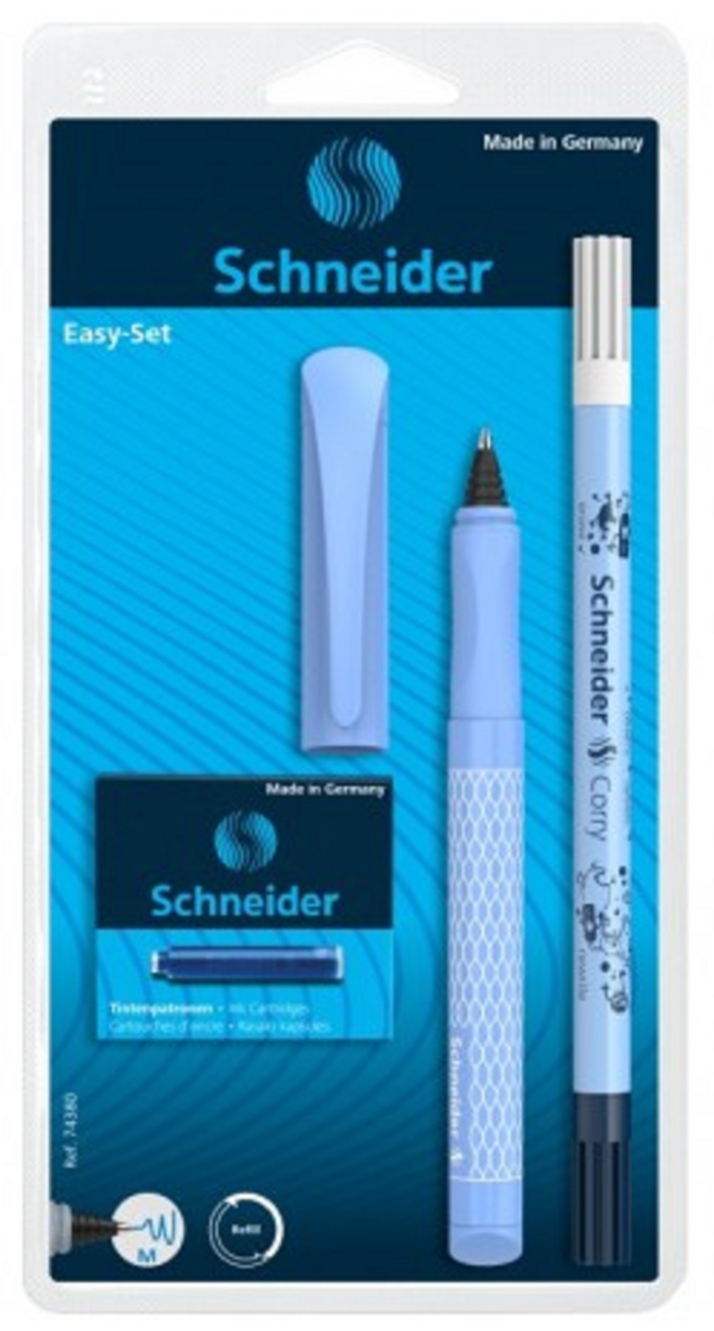 Set stilou + corector + 6 patroane - Easy Roller - Albastru | Schneider