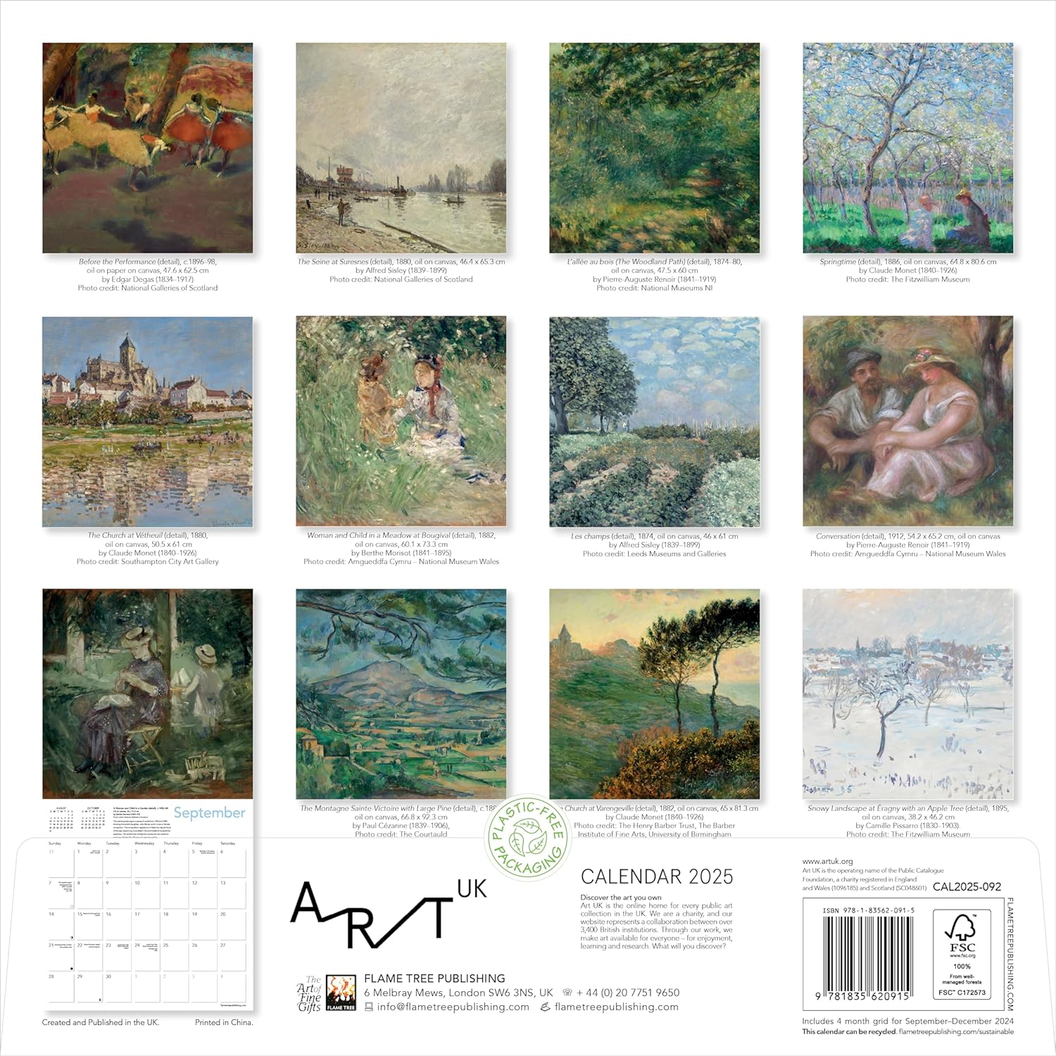 Impressionism Wall Calendar 2025 | Flame Tree Publishing