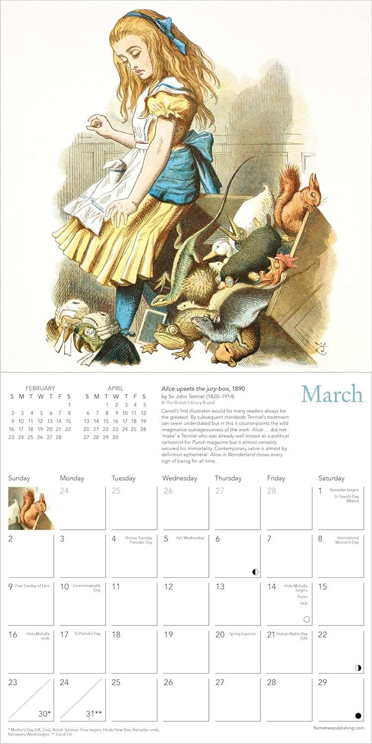 Alice\'s Adventures in Wonderland Mini Wall Calendar 2025 | Flame Tree Studio - 1 | YEO