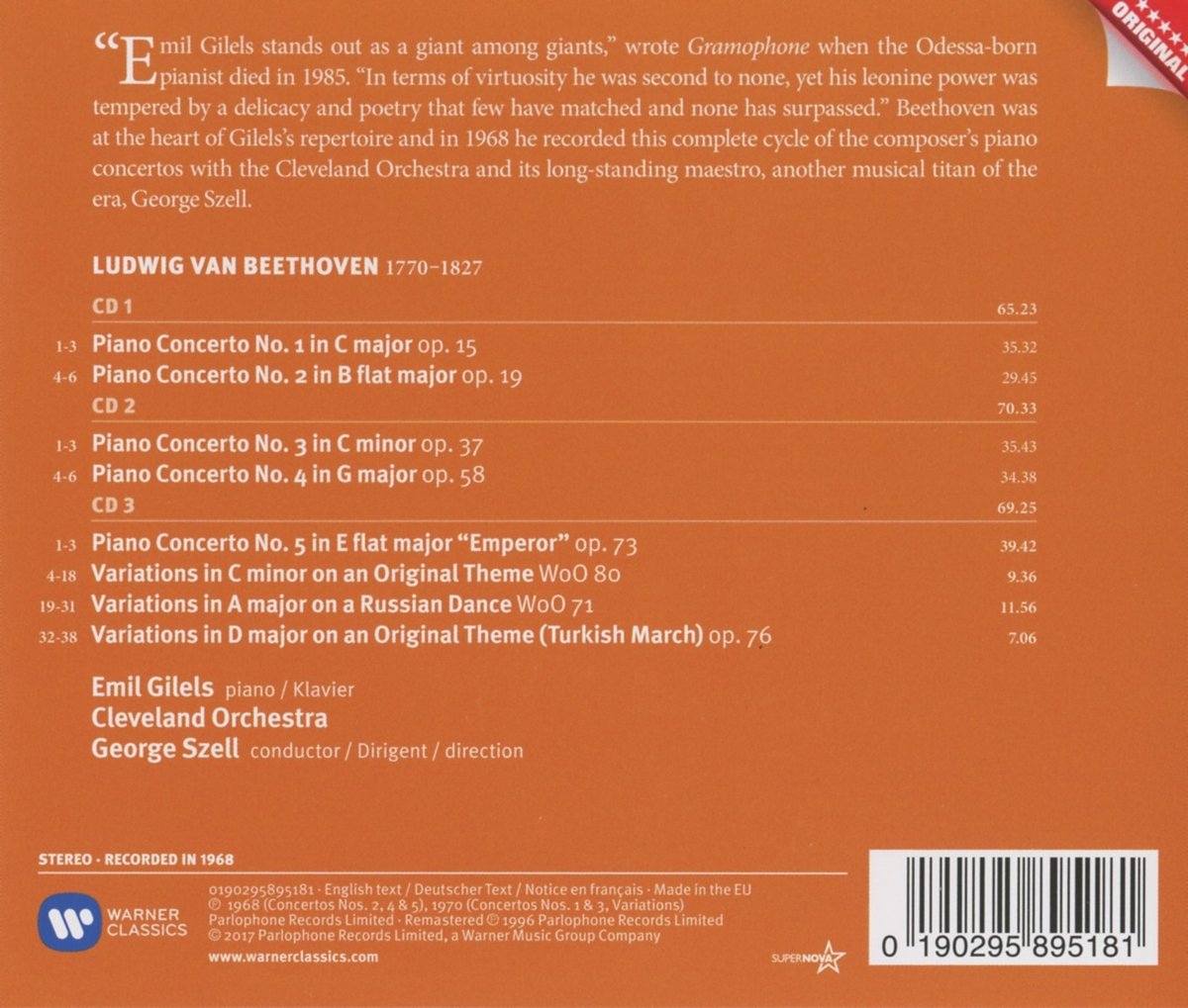 Beethoven: Piano Concertos 1-5 | Emil Gilels, George Szell, The Cleveland Orchestra