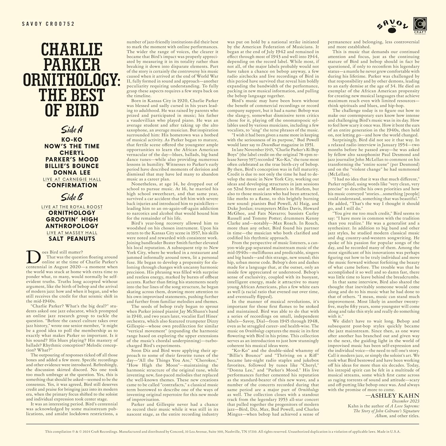 Ornithology: The Best Of Bird - Vinyl | Charlie Parker