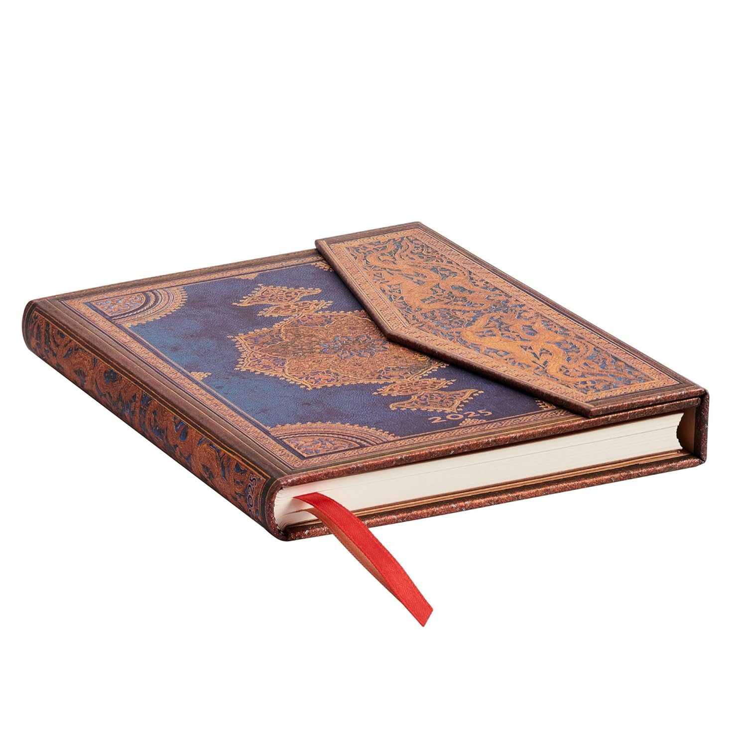 Agenda 2025 - Safavid Indigo - Safavid Binding Art - Midi, Horizontal, Hardcover, Wrap | Paperblanks - 1 | YEO