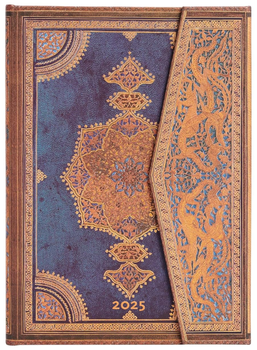 Agenda 2025 - Safavid Indigo - Safavid Binding Art - Midi, Horizontal, Hardcover, Wrap | Paperblanks - 5 | YEO