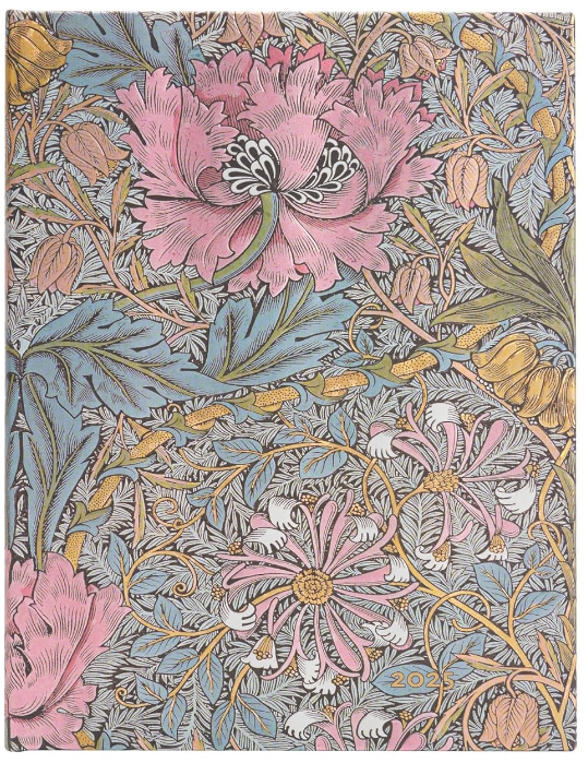 Agenda 2025 - Morris Pink Honeysuckle - William Morris - Ultra, Horizontal, Hardcover | Paperblanks - 5 | YEO