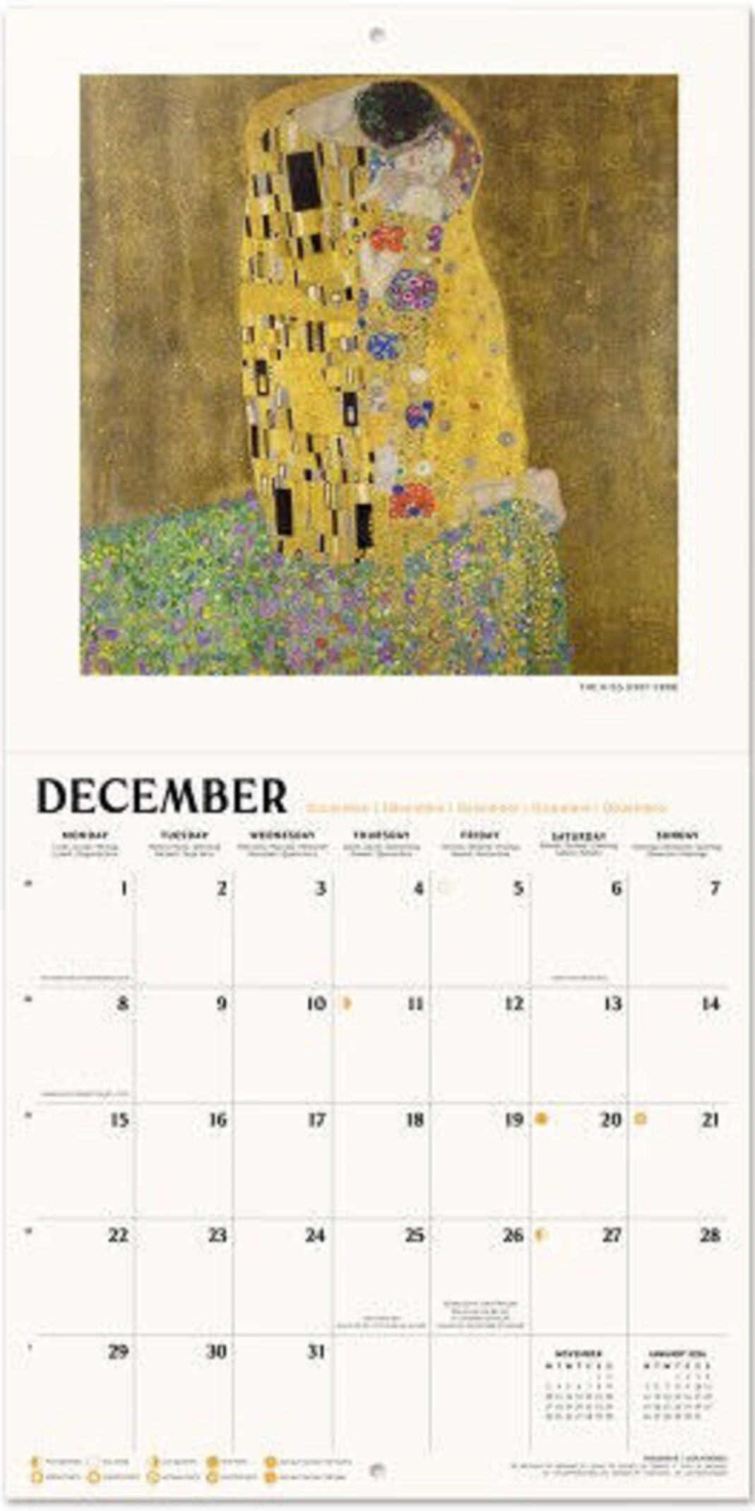 Calendar de perete 2025 - Gustav Klimt | Grupo Erik