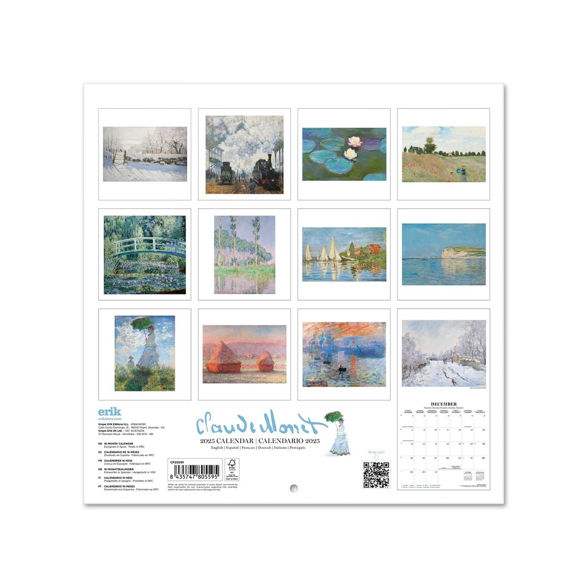 Calendar de perete 2025 - Claude Monet | Grupo Erik - 1 | YEO