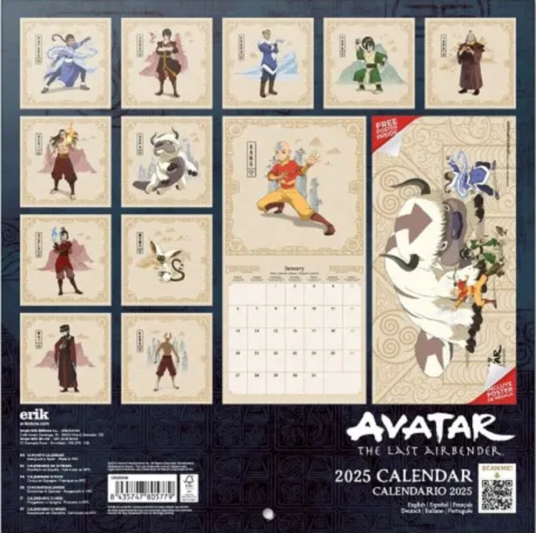 Calendar de perete 2025 - Avatar - The Last Airbender | Grupo Erik