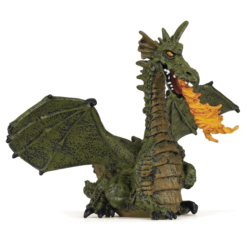 Figurina Papo - Dragon verde inaripat cu flacara | Papo