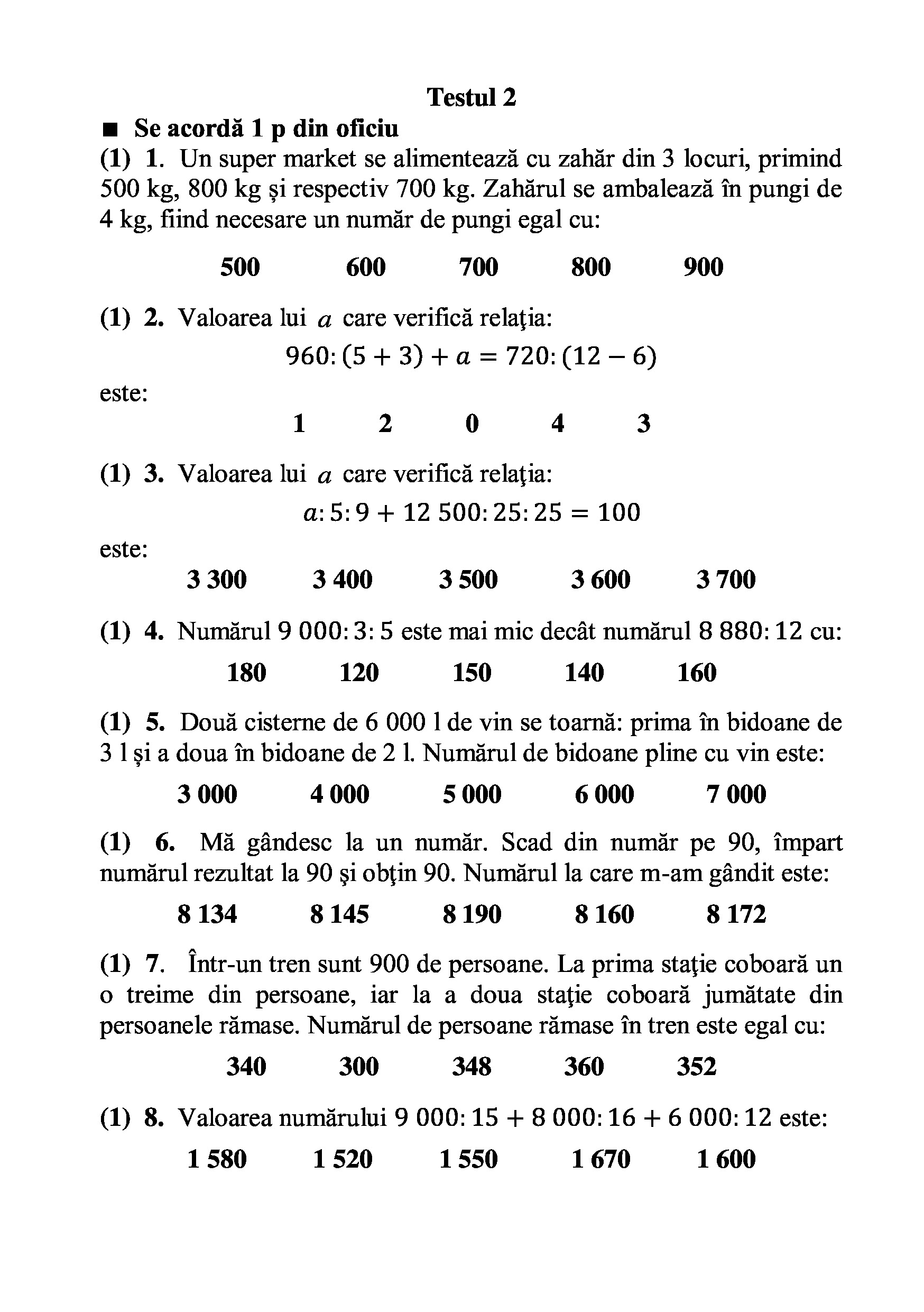 Teste grila de autoevaluare la matematica pentru clasa a IV-a | Gheorghe Adalbert Schneider - 1 | YEO