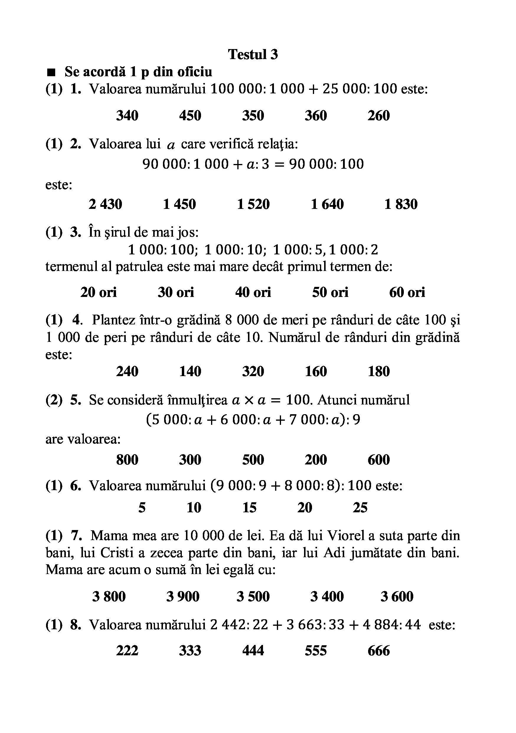 Teste grila de autoevaluare la matematica pentru clasa a IV-a | Gheorghe Adalbert Schneider - 2 | YEO