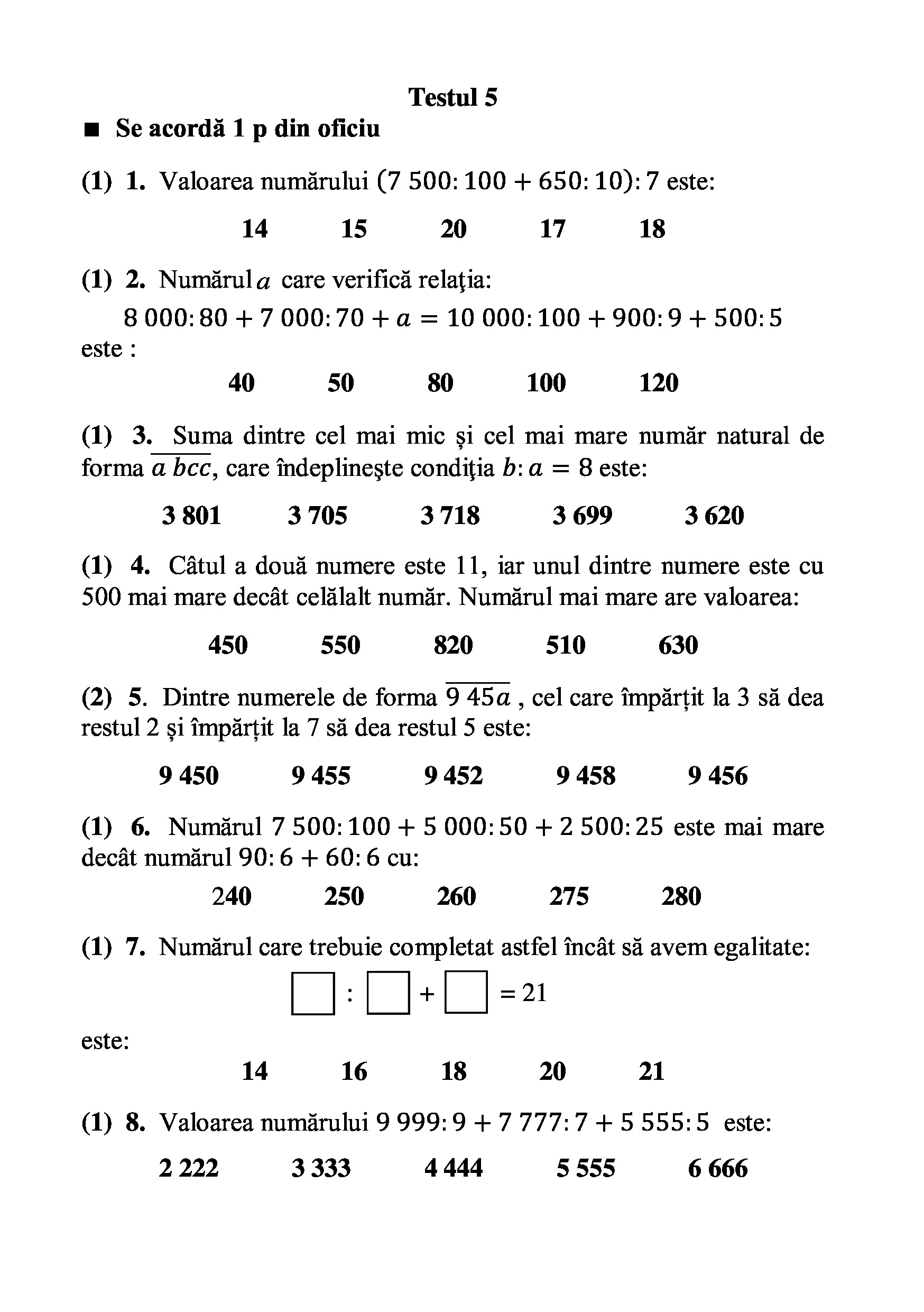 Teste grila de autoevaluare la matematica pentru clasa a IV-a | Gheorghe Adalbert Schneider - 4 | YEO