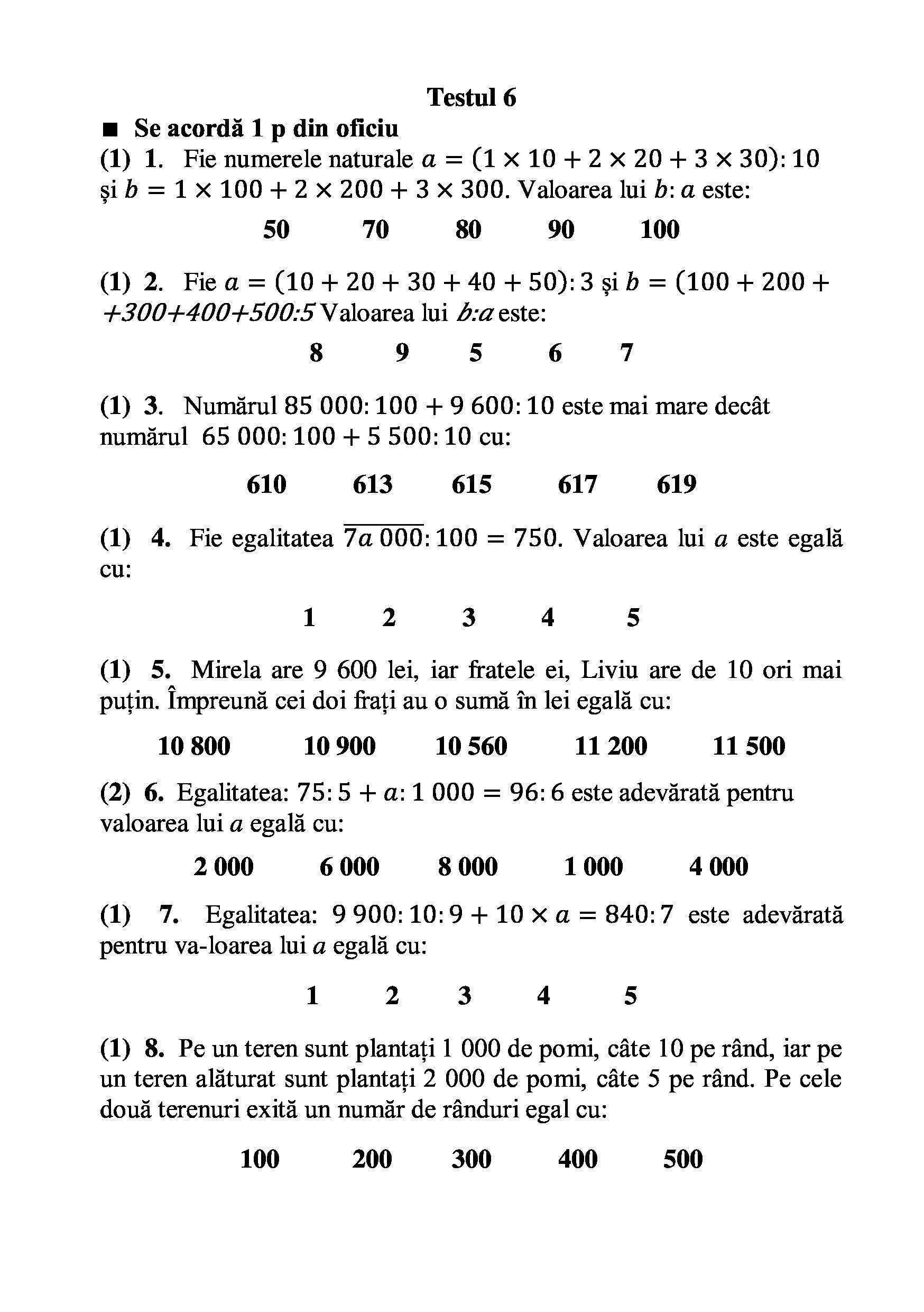 Teste grila de autoevaluare la matematica pentru clasa a IV-a | Gheorghe Adalbert Schneider - 5 | YEO