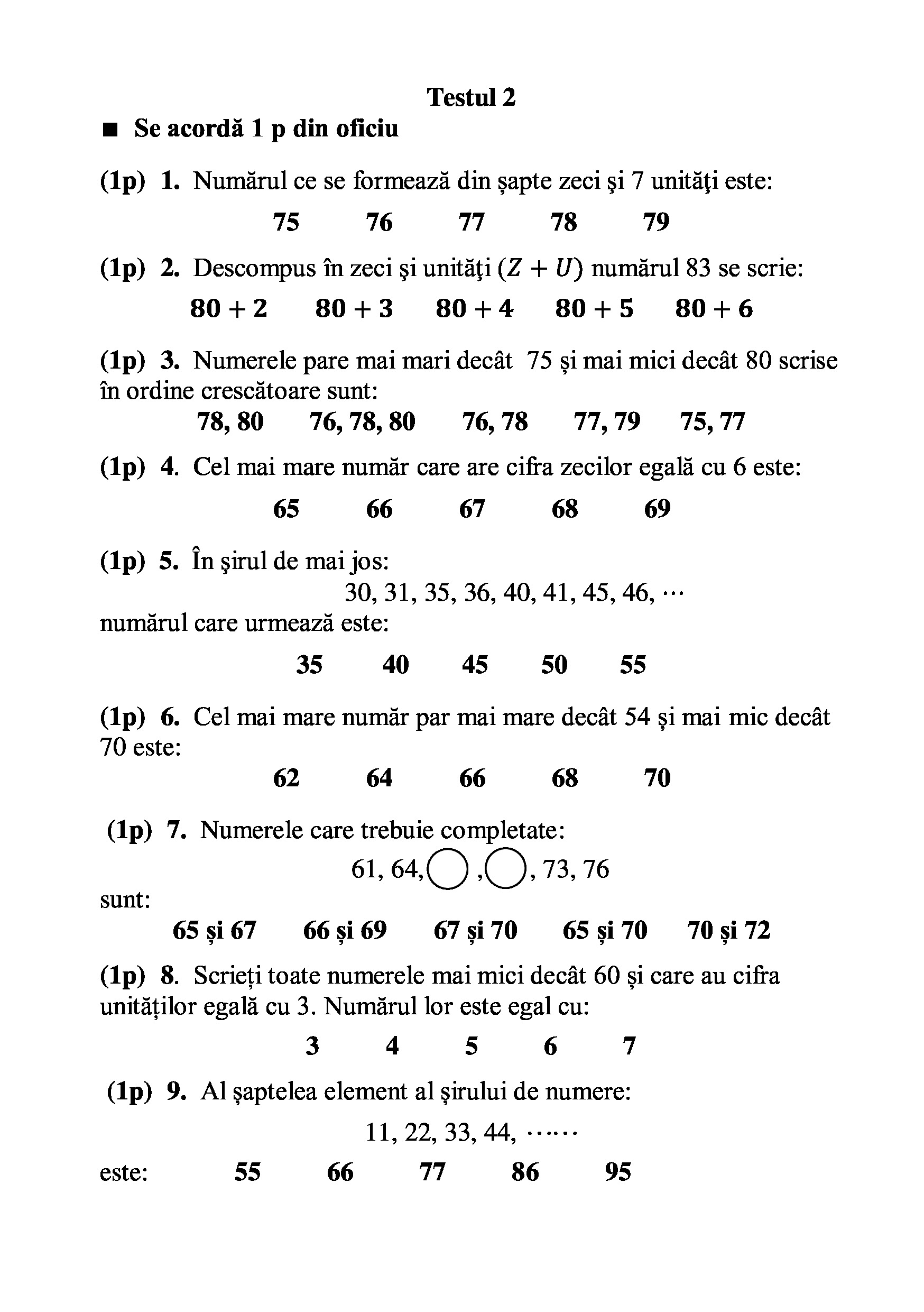 Teste grila de autoevaluare la matematica pentru clasa I | Gheorghe Adalbert Schneider - 1 | YEO