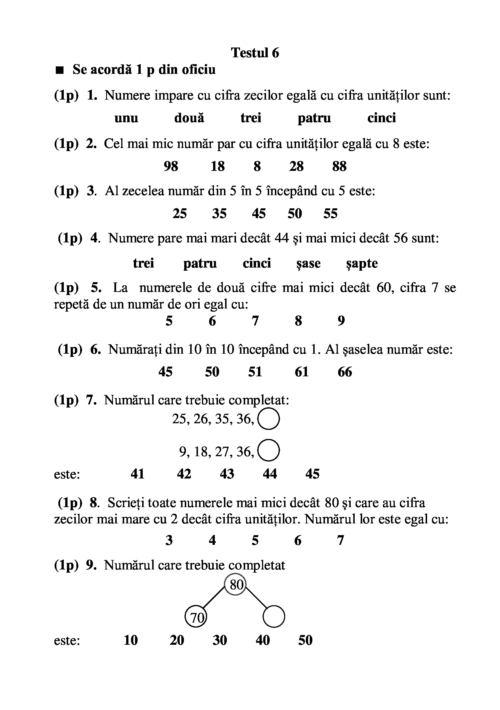 Teste grila de autoevaluare la matematica pentru clasa I | Gheorghe Adalbert Schneider - 5 | YEO