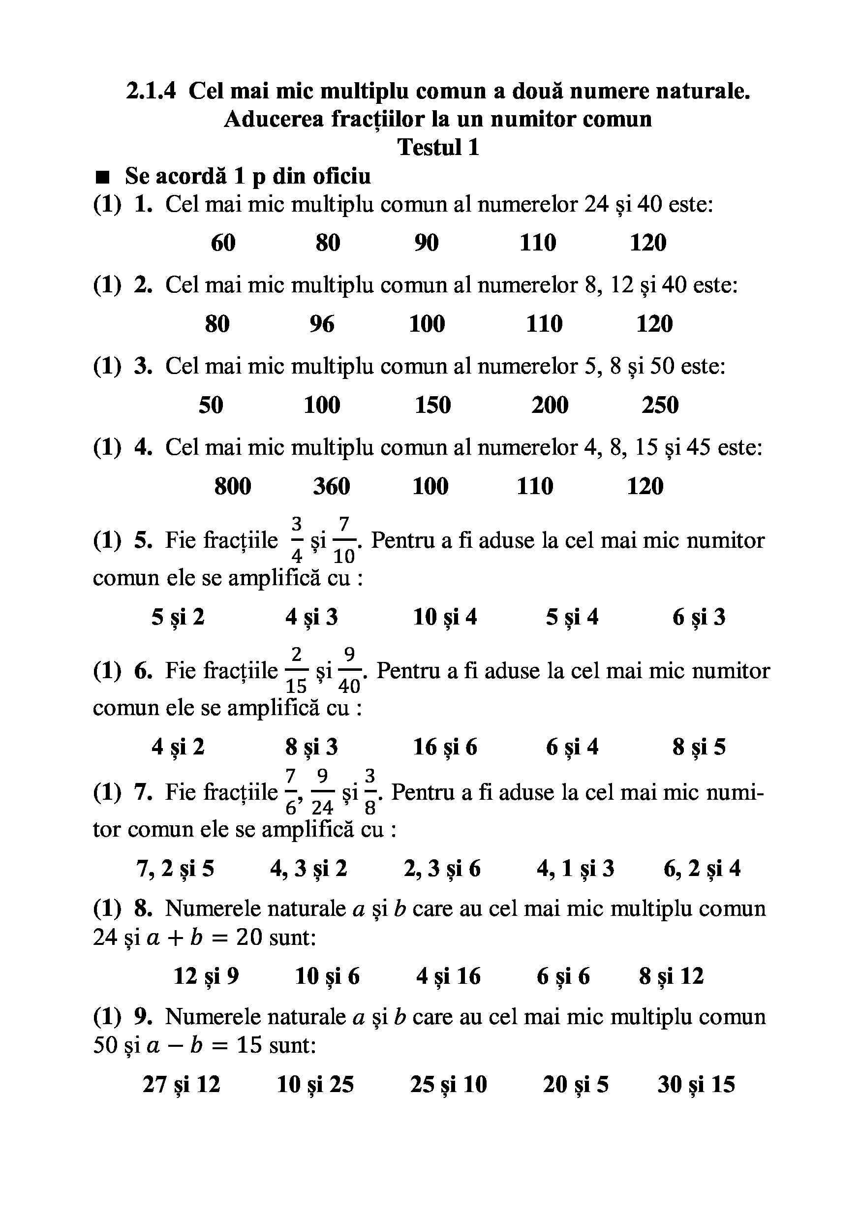 Teste grila de autoevaluare la matematica pentru clasa a V-a | Gheorghe Adalbert Schneider - 3 | YEO