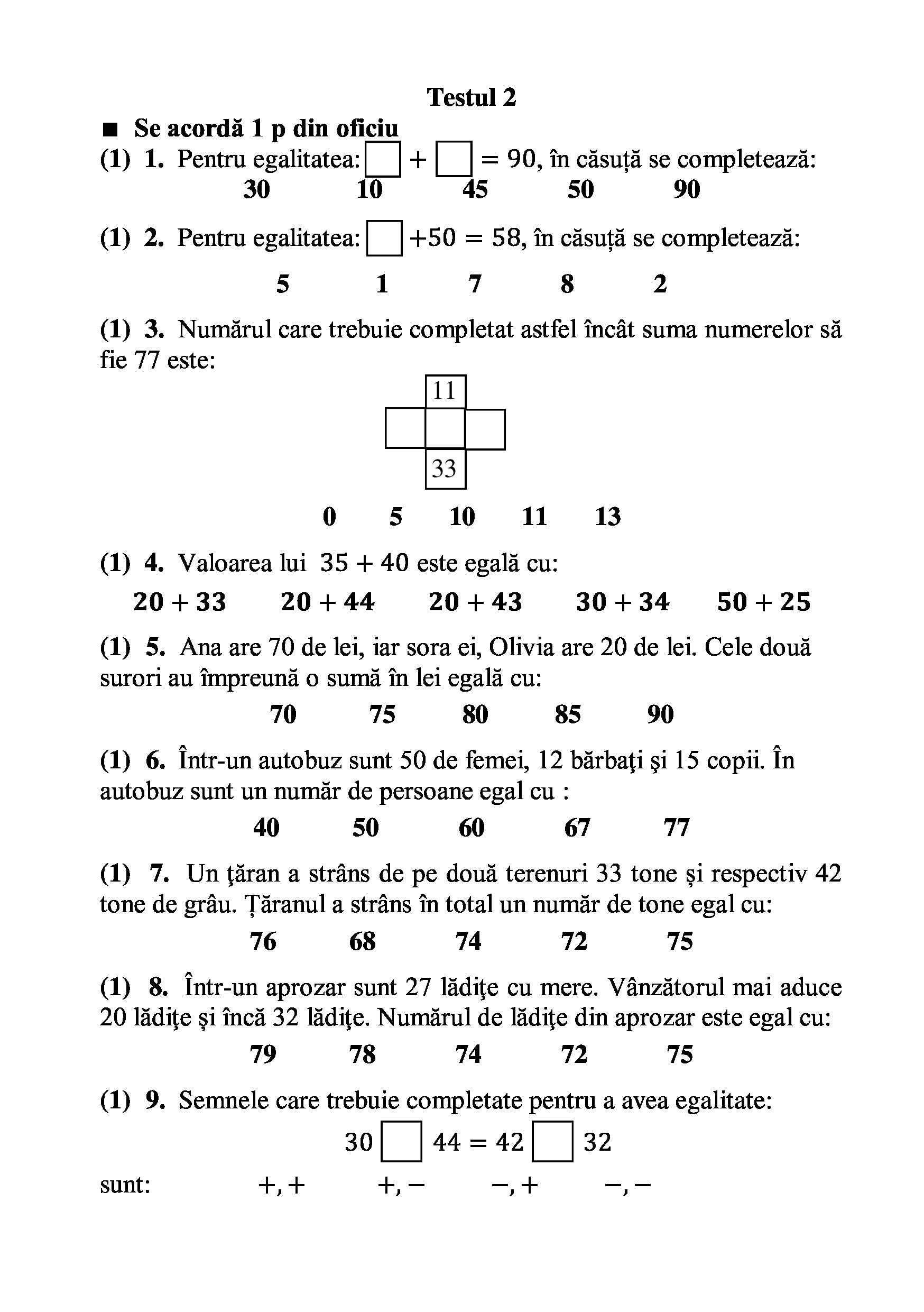 Teste grila de autoevaluare la matematica pentru clasa a II-a | Gheorghe Adalbert Schneider - 1 | YEO