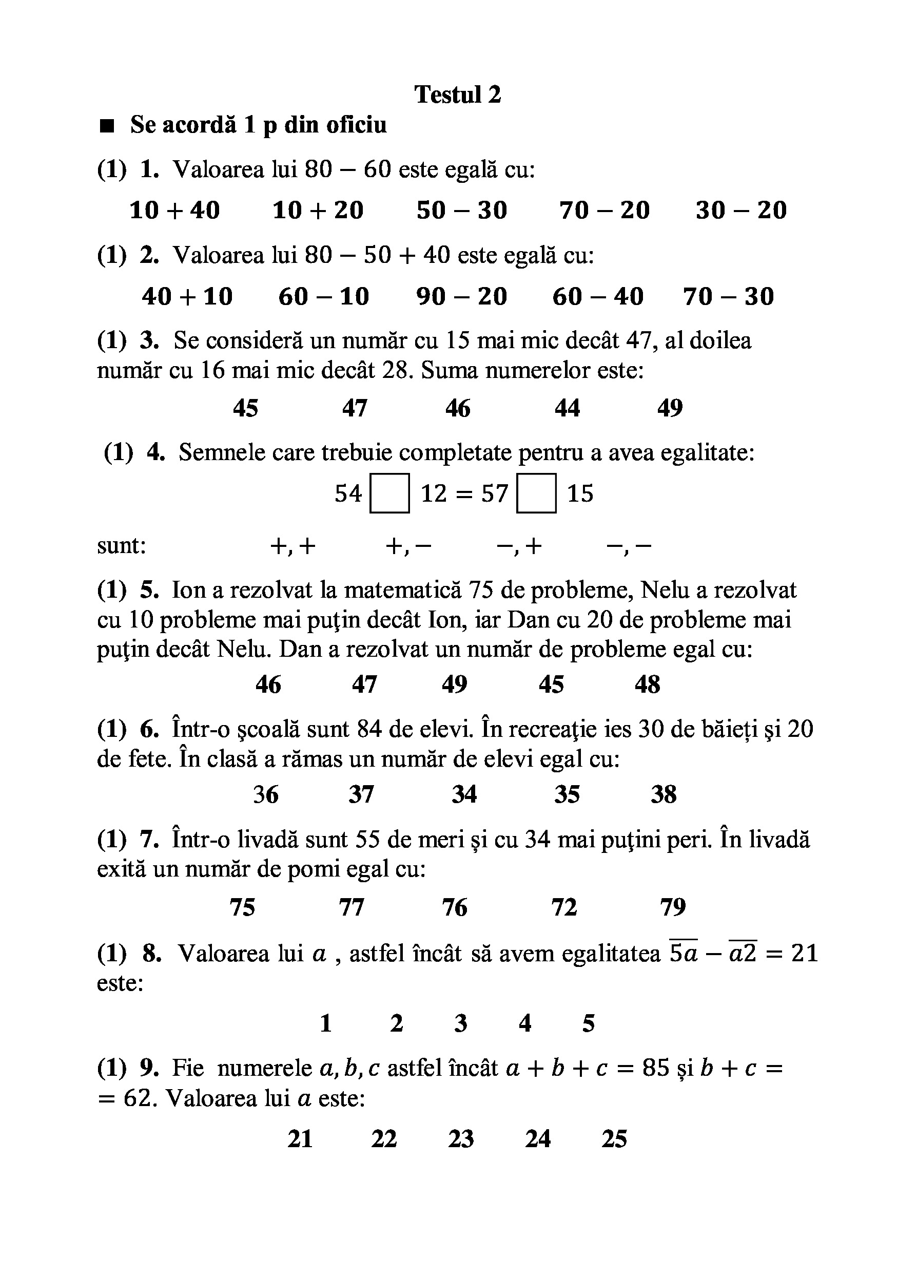 Teste grila de autoevaluare la matematica pentru clasa a II-a | Gheorghe Adalbert Schneider - 3 | YEO