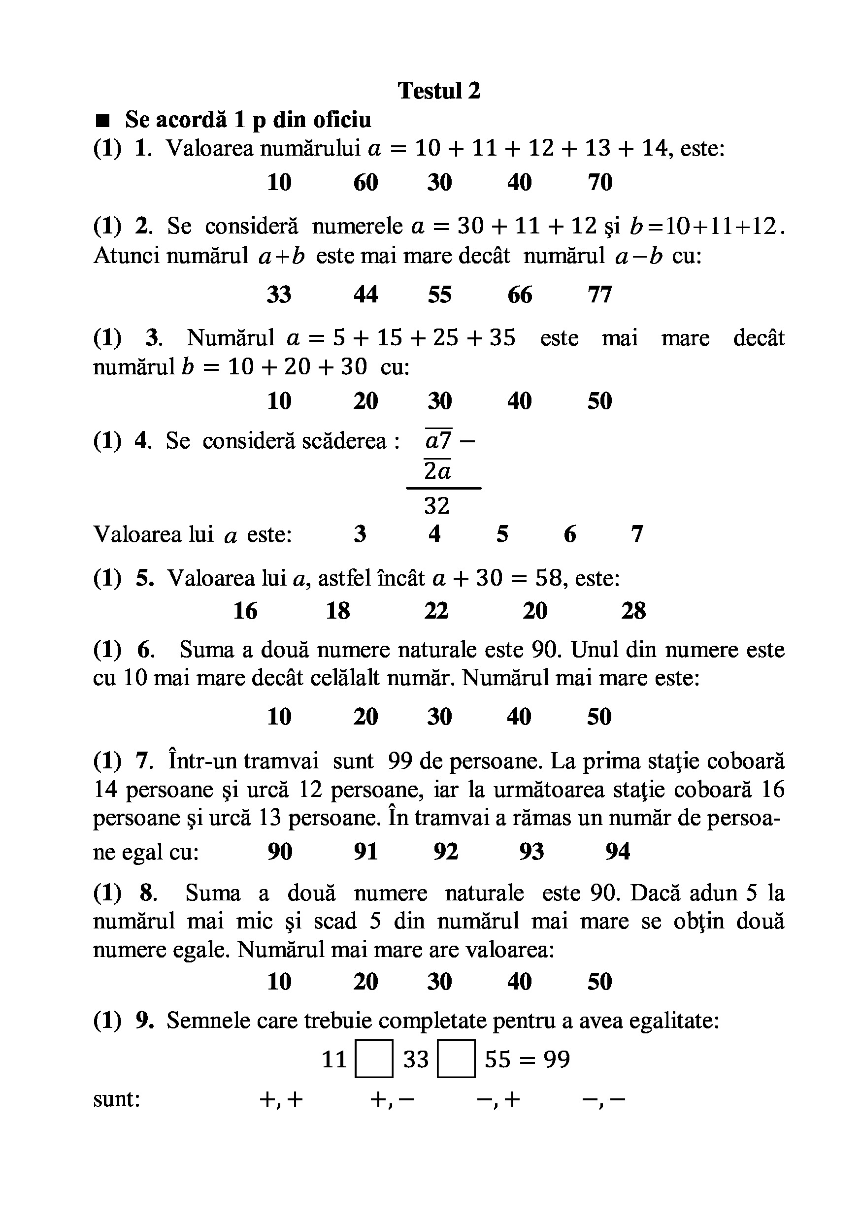 Teste grila de autoevaluare la matematica pentru clasa a II-a | Gheorghe Adalbert Schneider - 5 | YEO