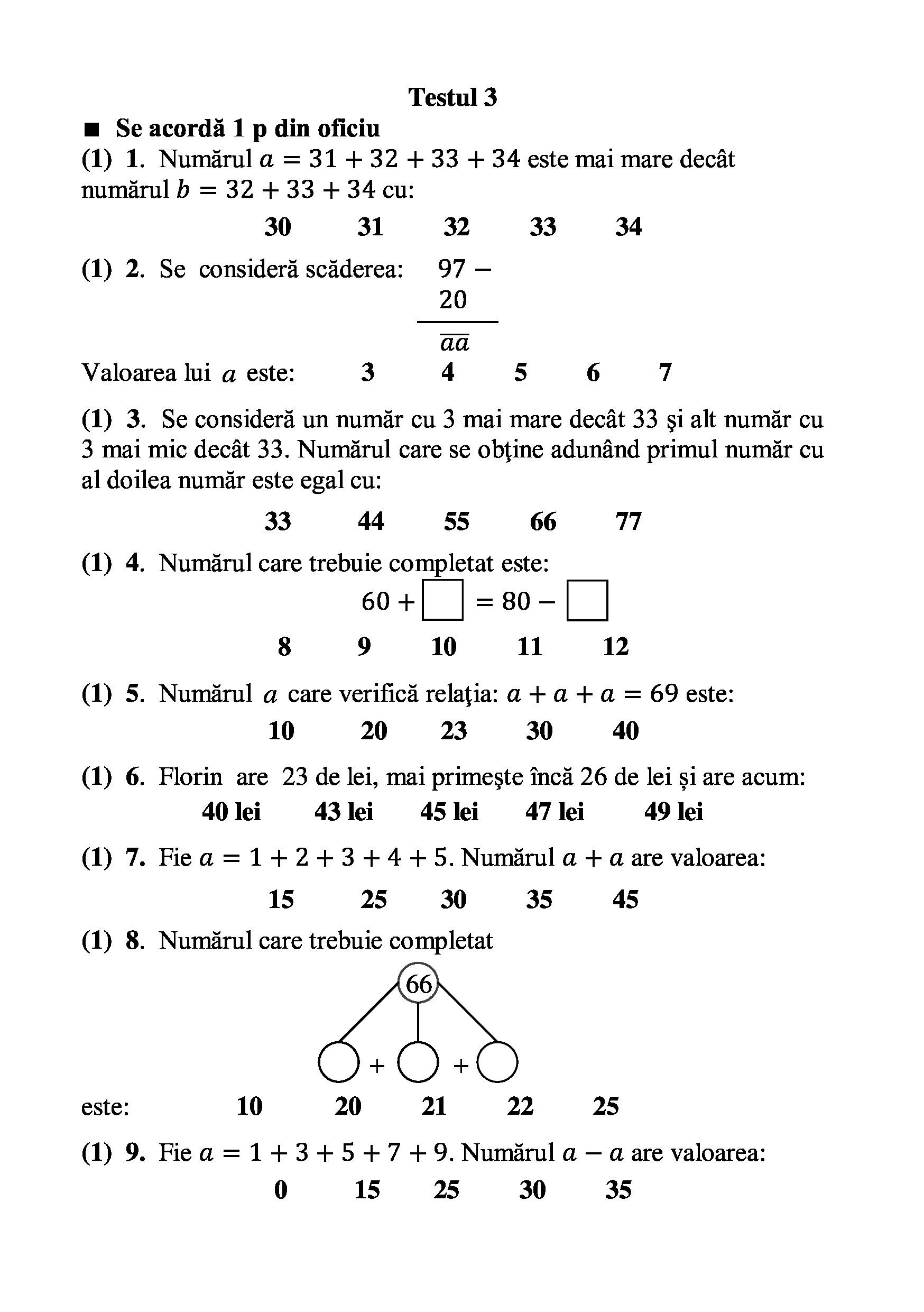 Teste grila de autoevaluare la matematica pentru clasa a II-a | Gheorghe Adalbert Schneider - 6 | YEO