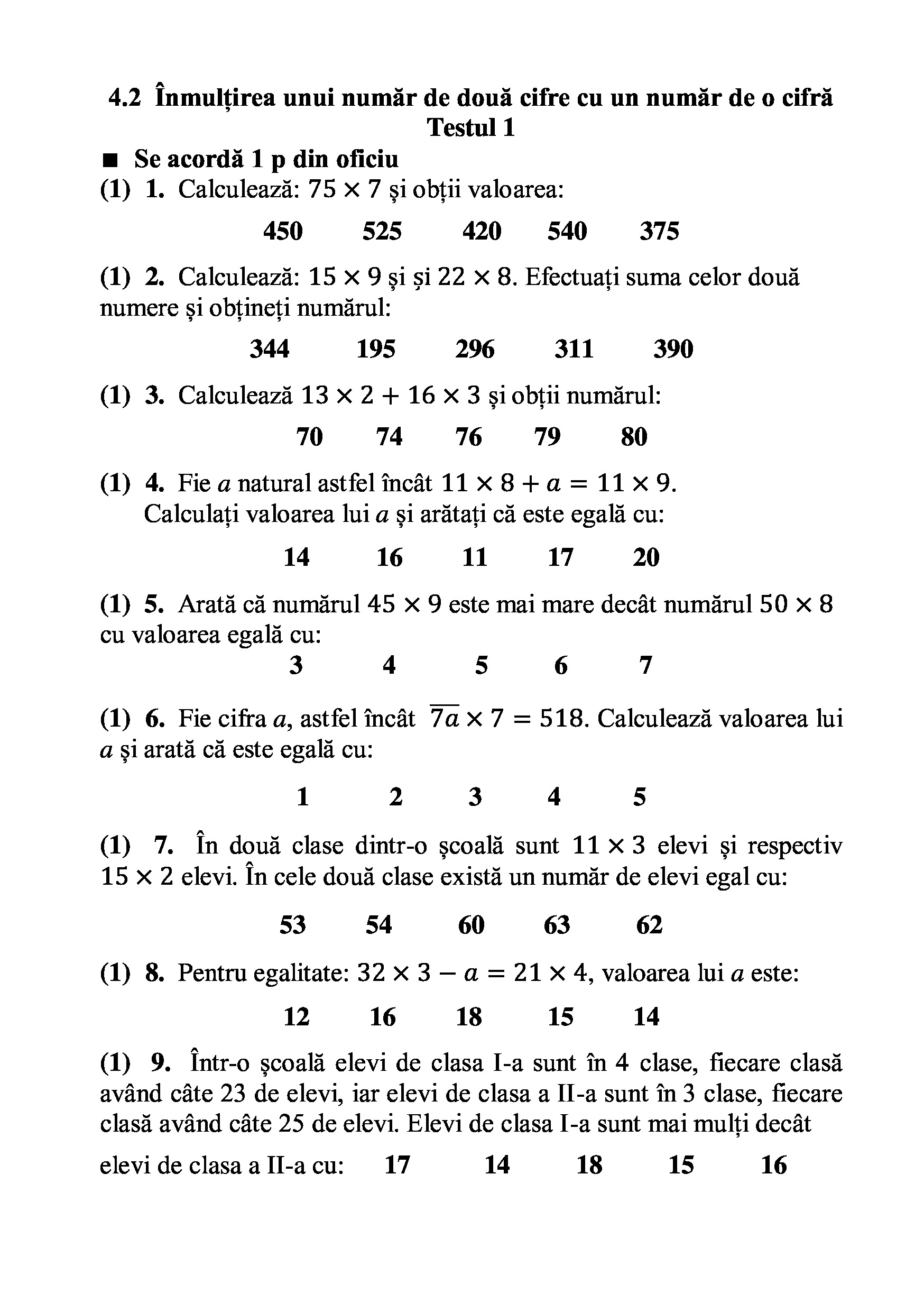 Teste grila de autoevaluare la matematica pentru clasa a III-a | Gheorghe Adalbert Schneider - 1 | YEO