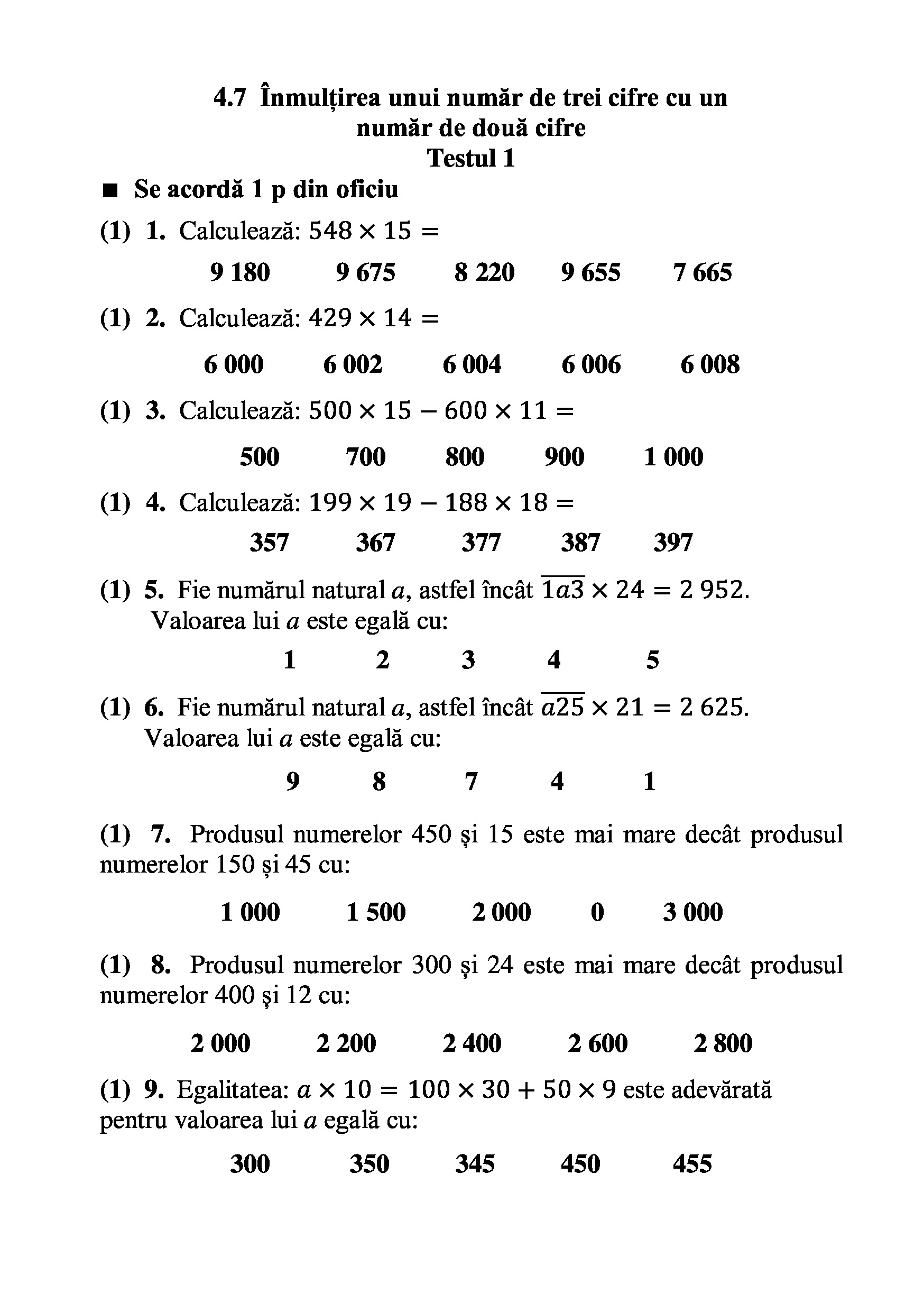 Teste grila de autoevaluare la matematica pentru clasa a III-a | Gheorghe Adalbert Schneider - 7 | YEO